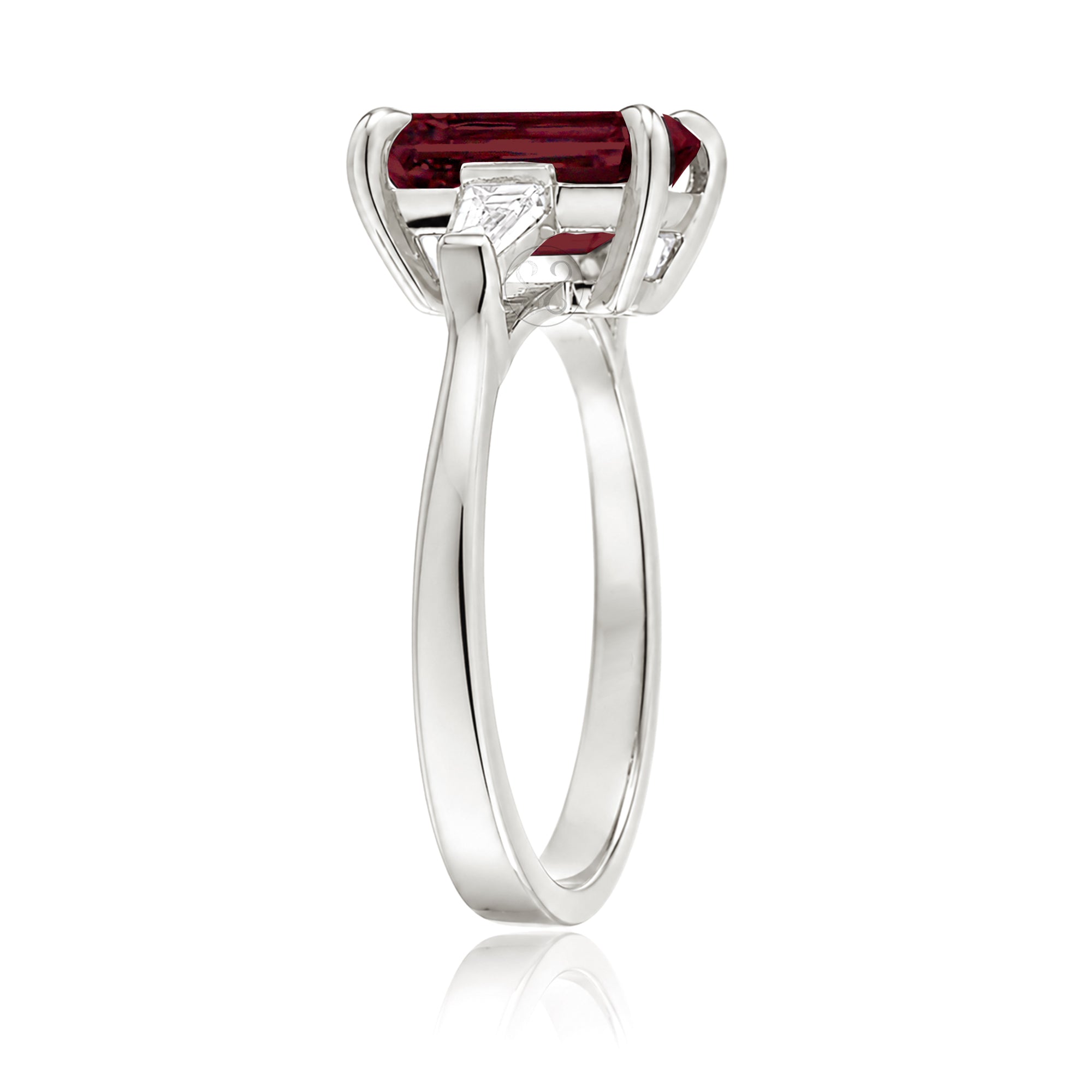 The Alice Emerald Step Cut Ruby Ring