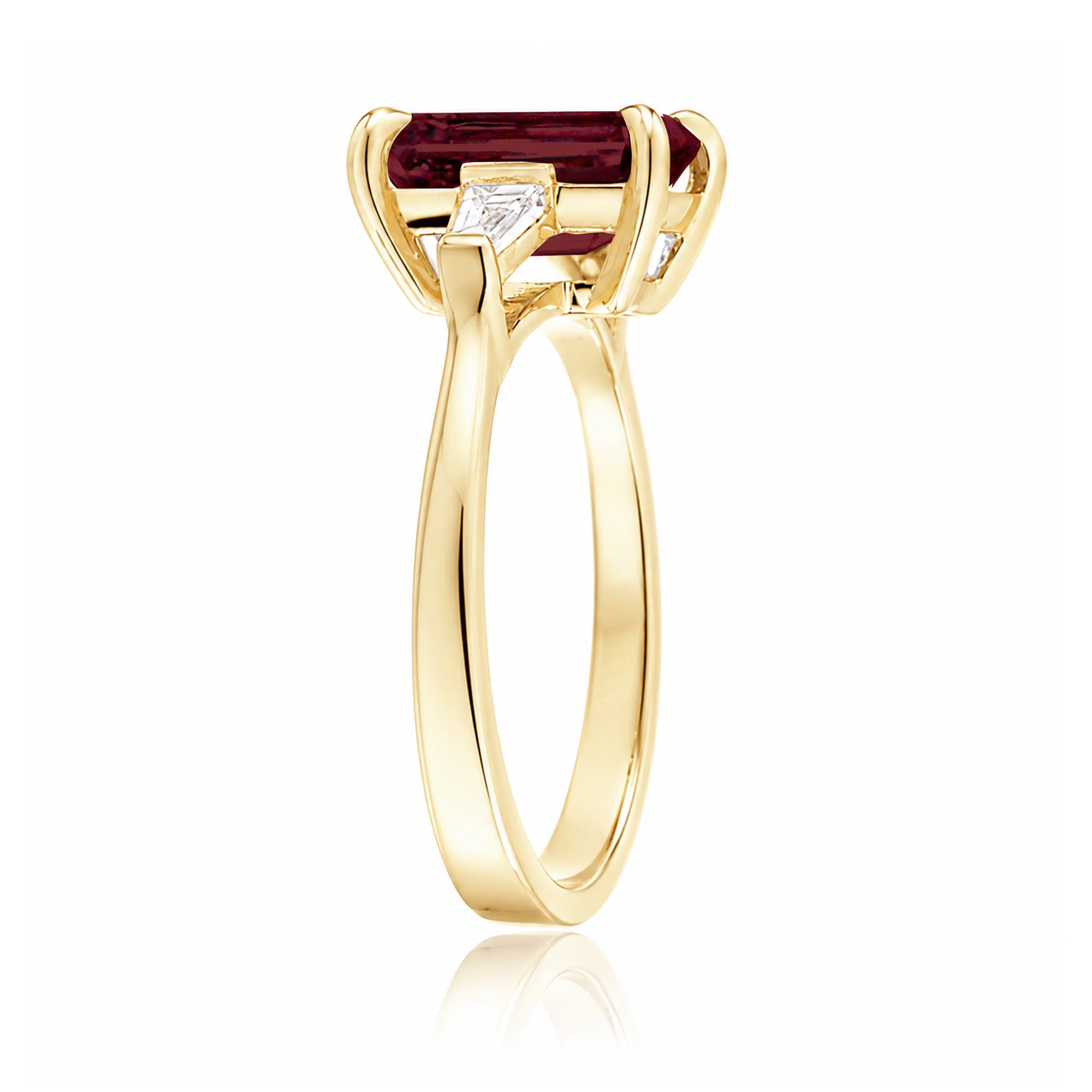 The Alice Emerald Step Cut Ruby Ring