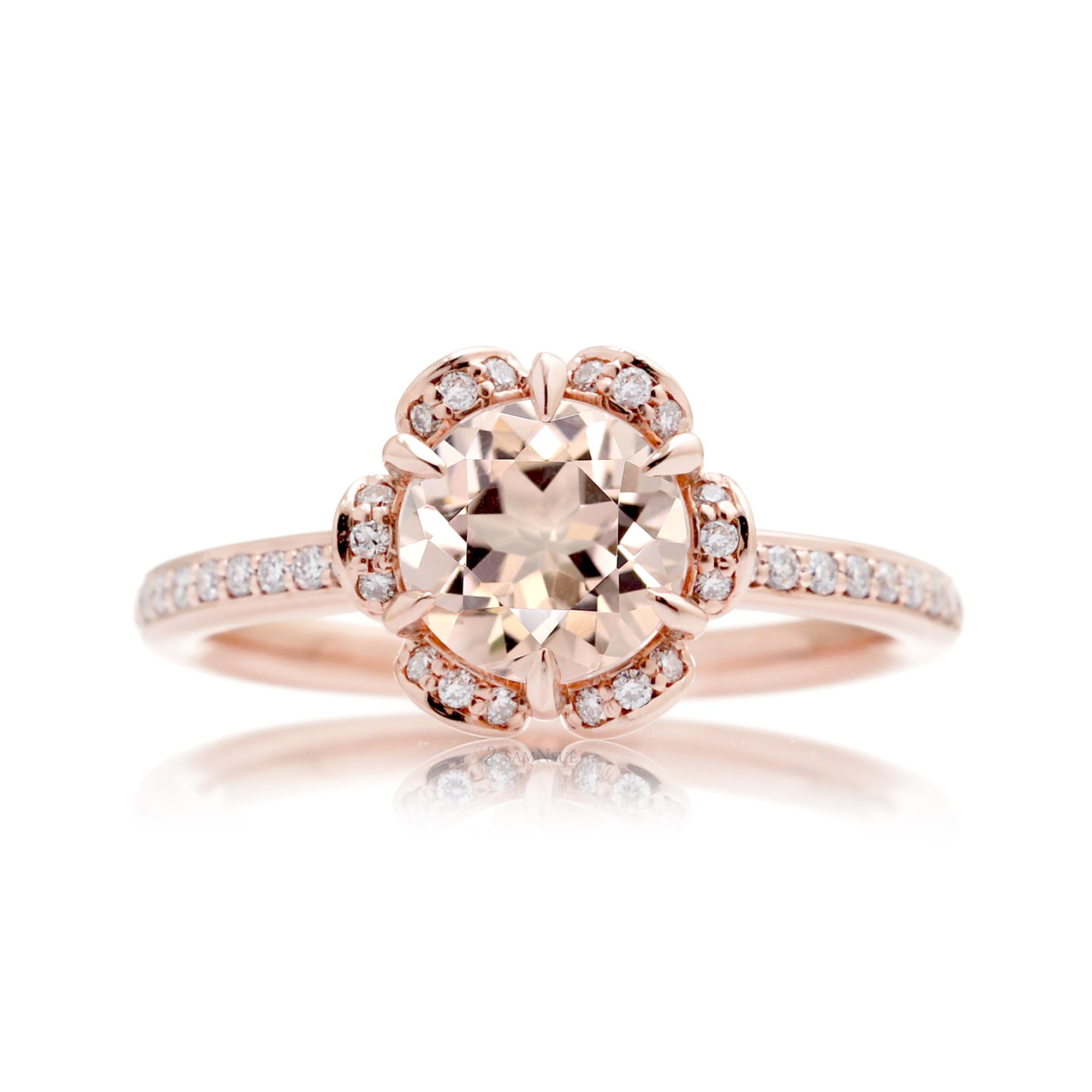 The Anemone Round Morganite Ring Rose Gold