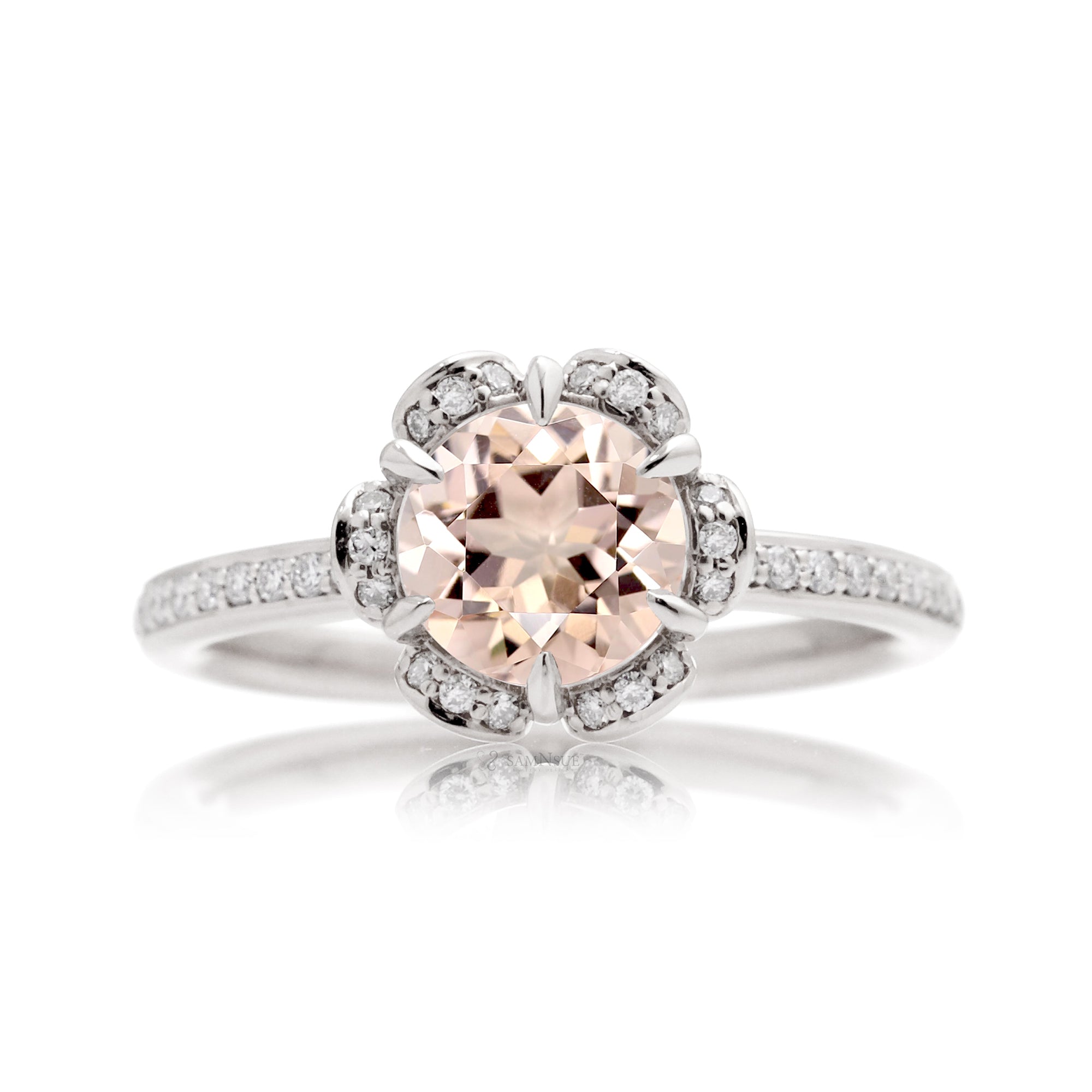 The Anemone Round Morganite Ring White Gold