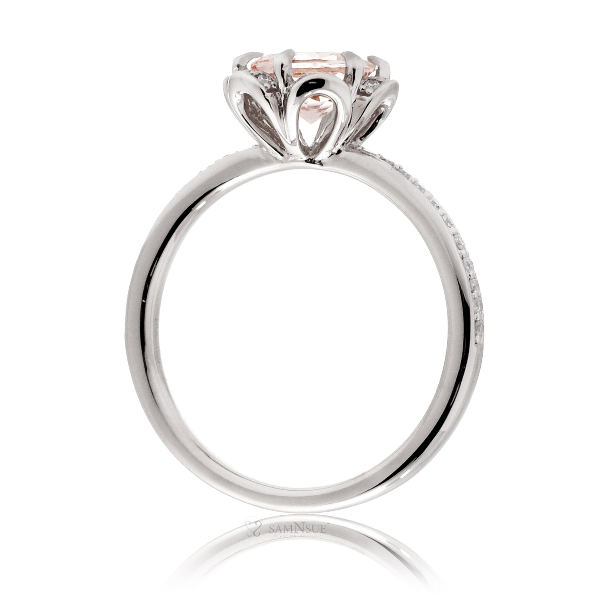 The Anemone Round Morganite Ring White Gold