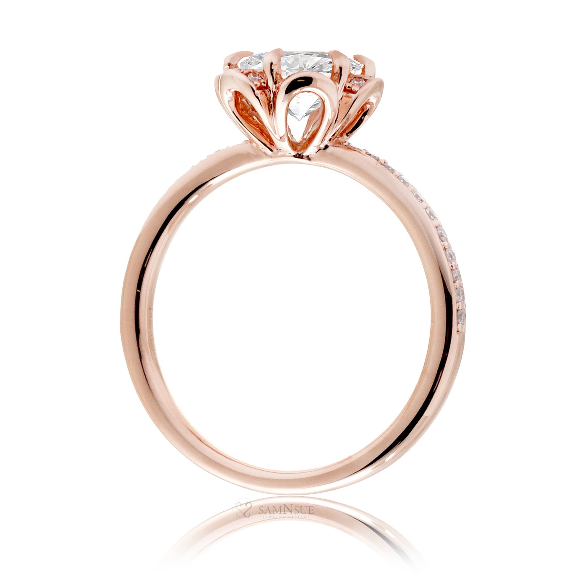 Flower design diamond engagement ring rose gold