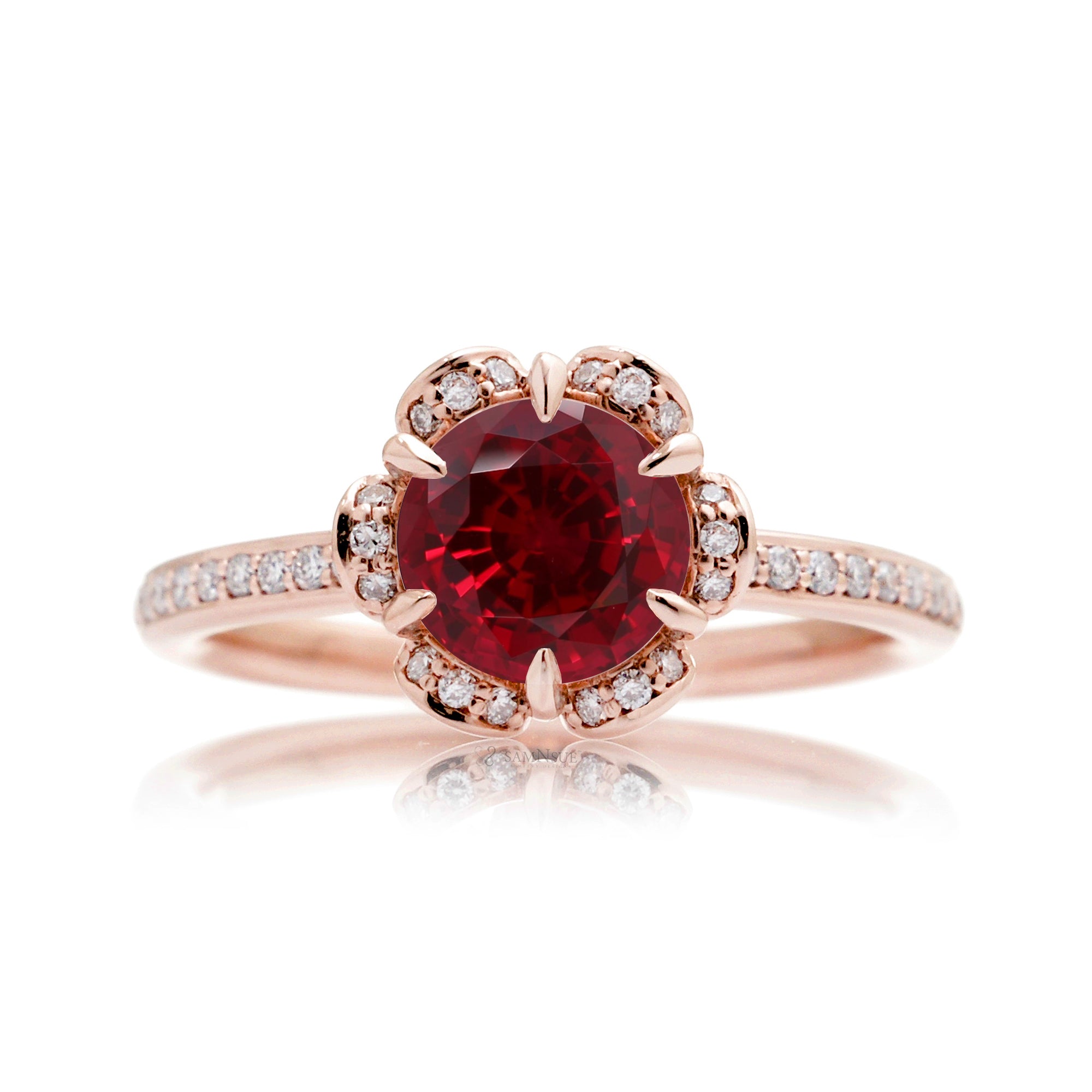 The Anemone Round Ruby Ring (Lab Grown)