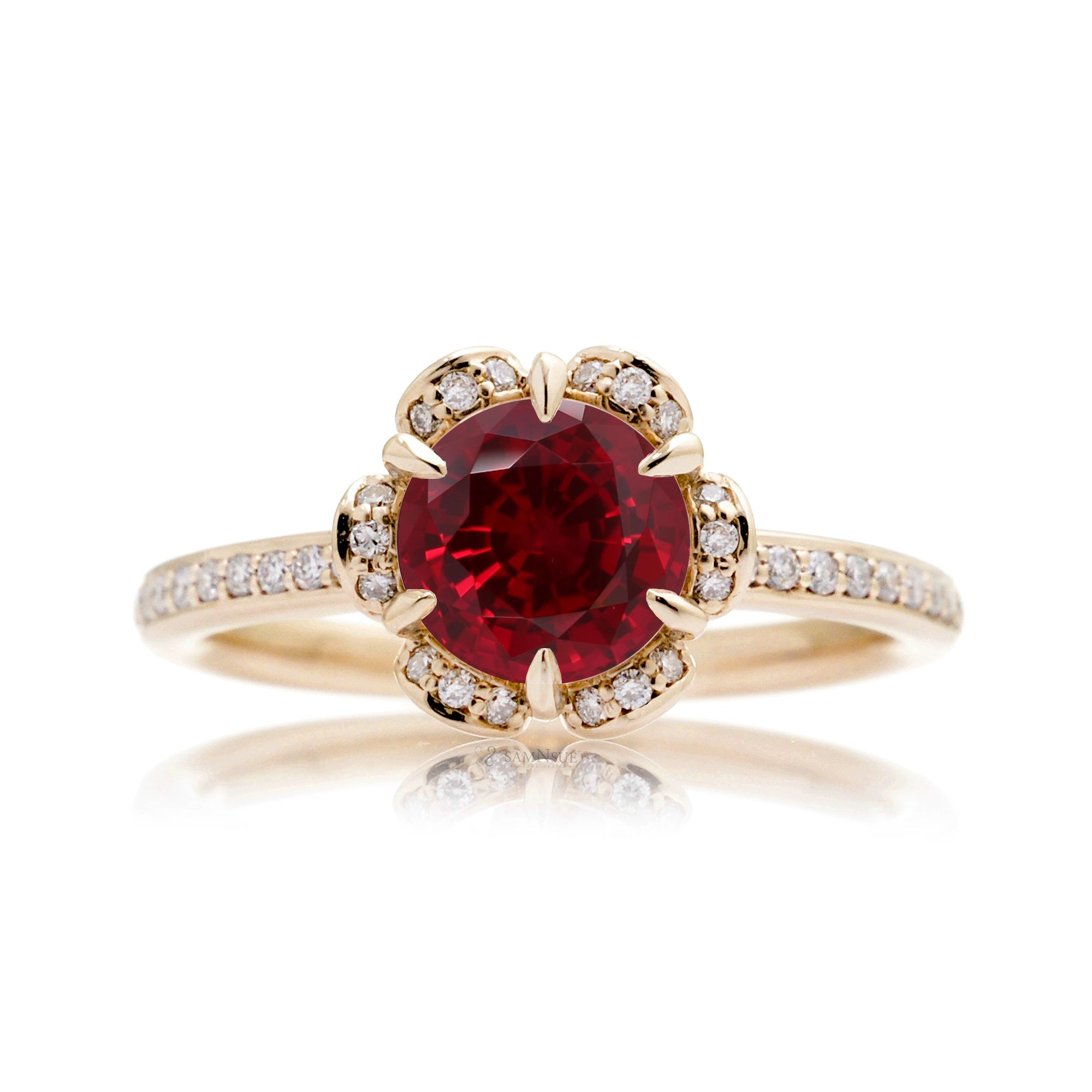 The Anemone Round Ruby Ring (Lab Grown)
