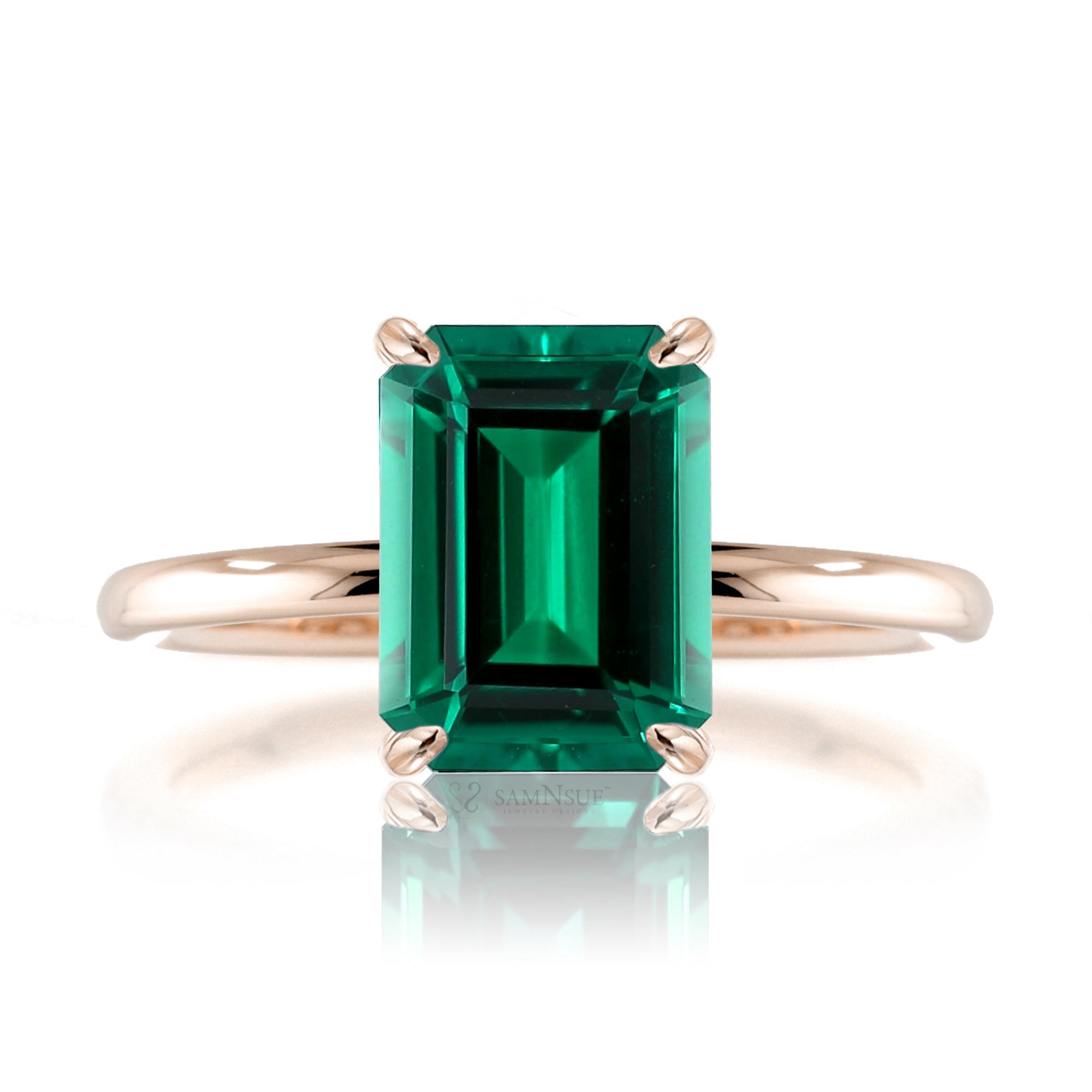 The Ava Step Cut Emerald Ring (Lab-Grown)