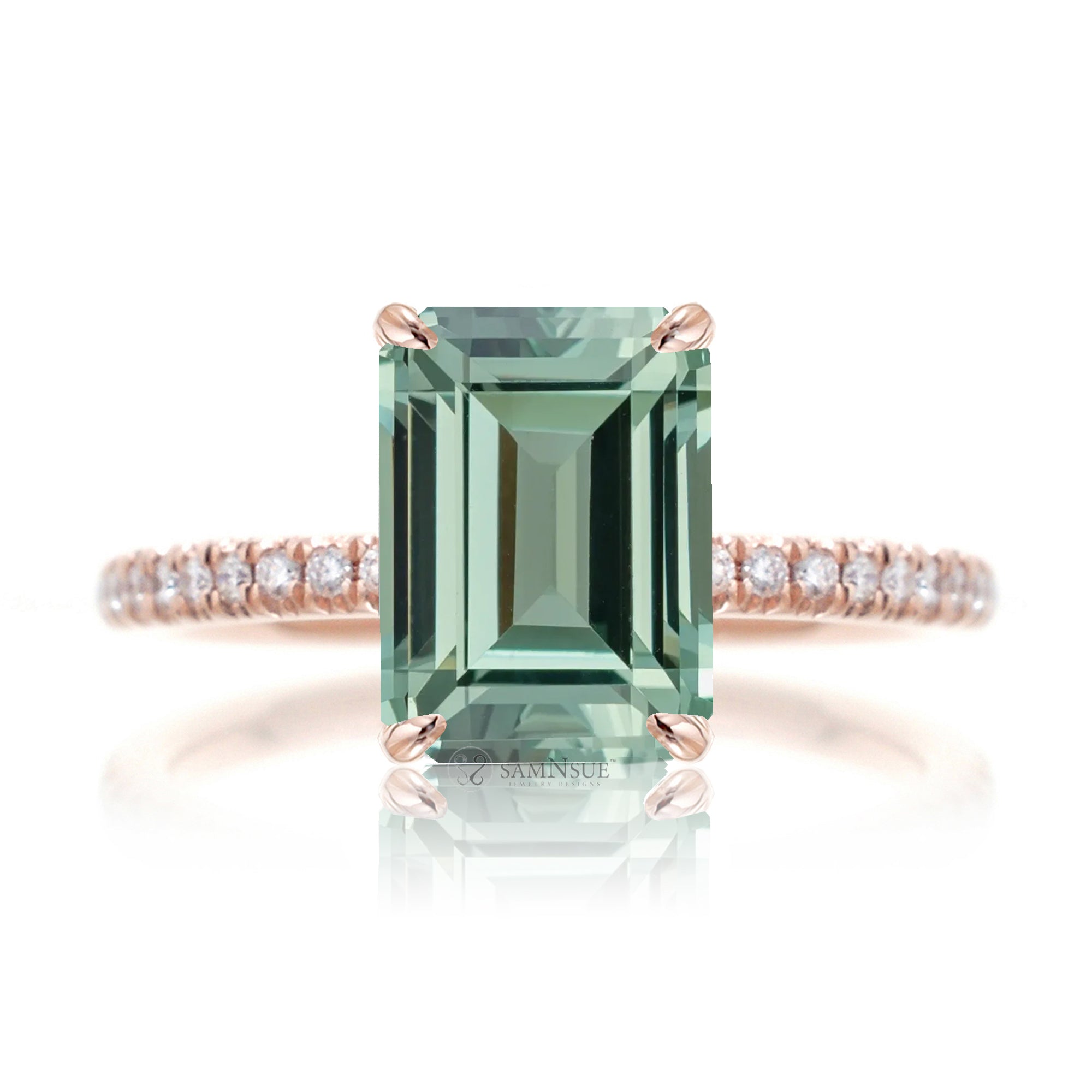 The Ava Emerald Cut Green Sapphire Ring