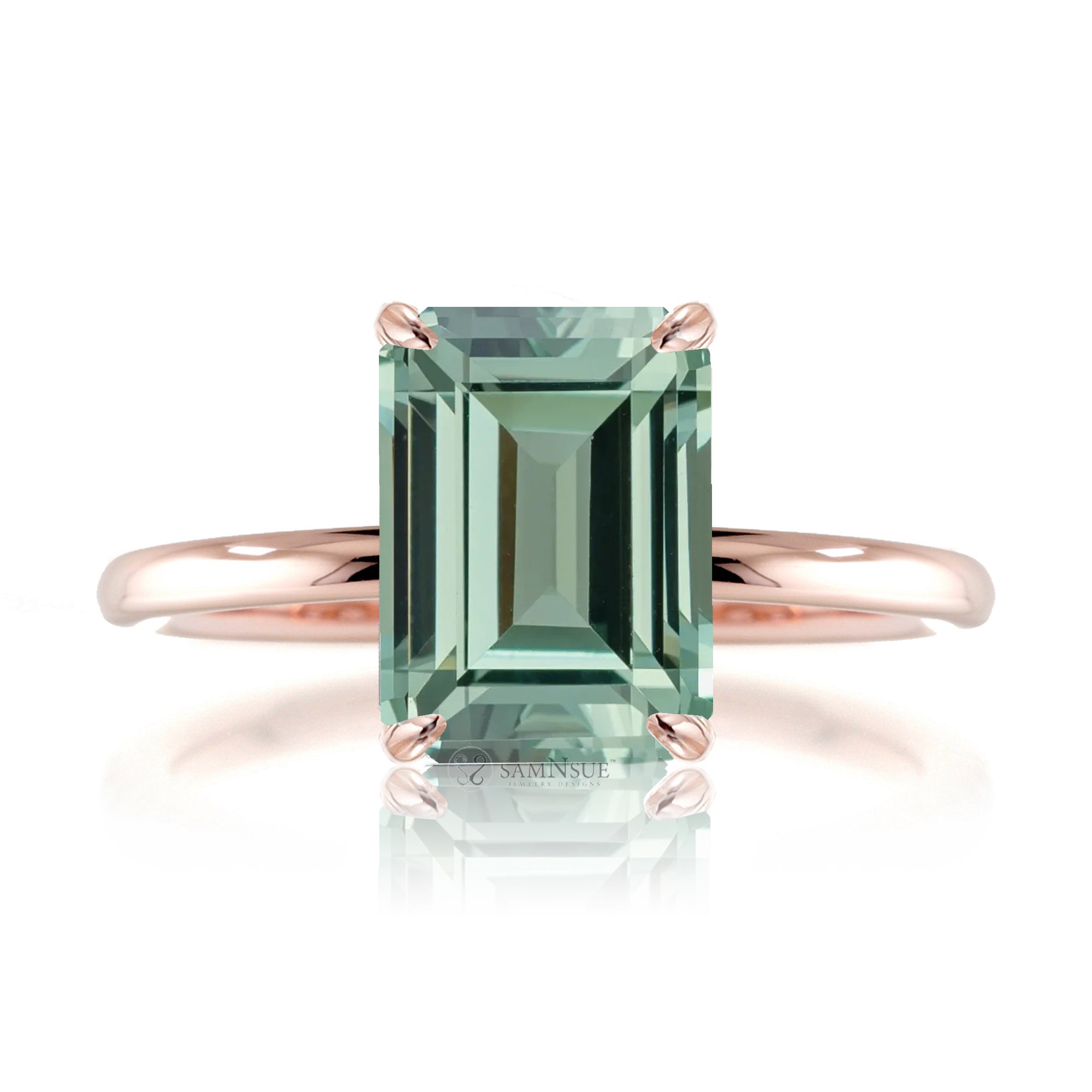 The Ava Emerald Cut Green Sapphire Ring