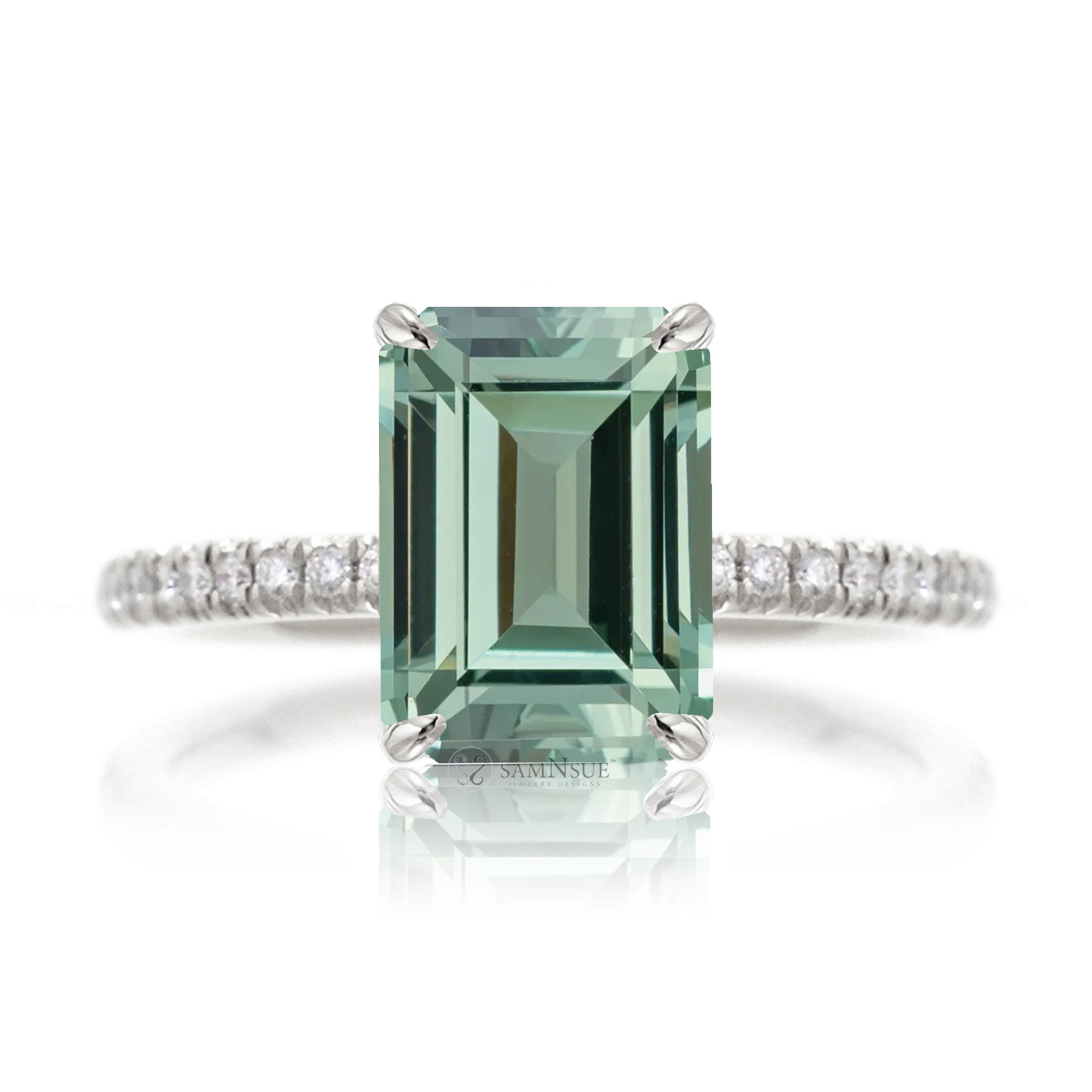 The Ava Emerald Cut Green Sapphire Ring