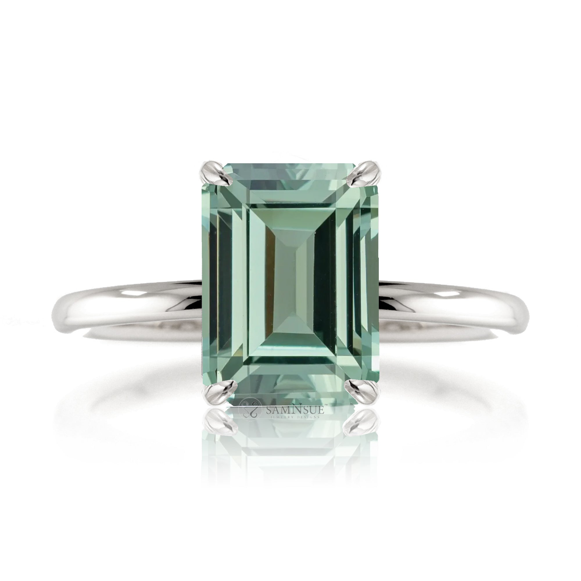 The Ava Emerald Cut Green Sapphire Ring
