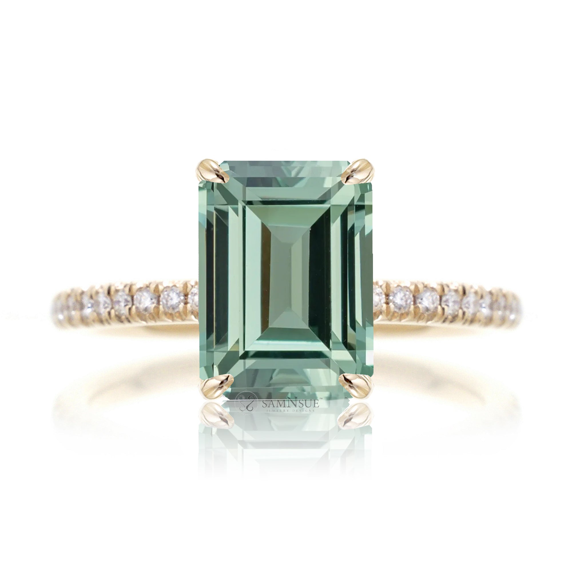 The Ava Emerald Cut Green Sapphire Ring