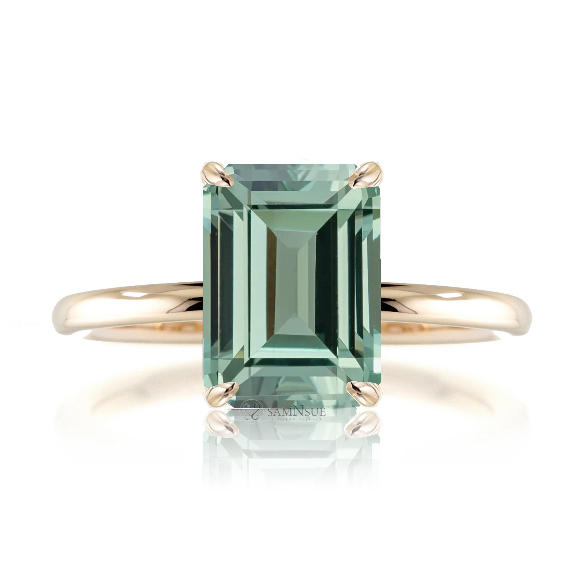 The Ava Emerald Cut Green Sapphire Ring