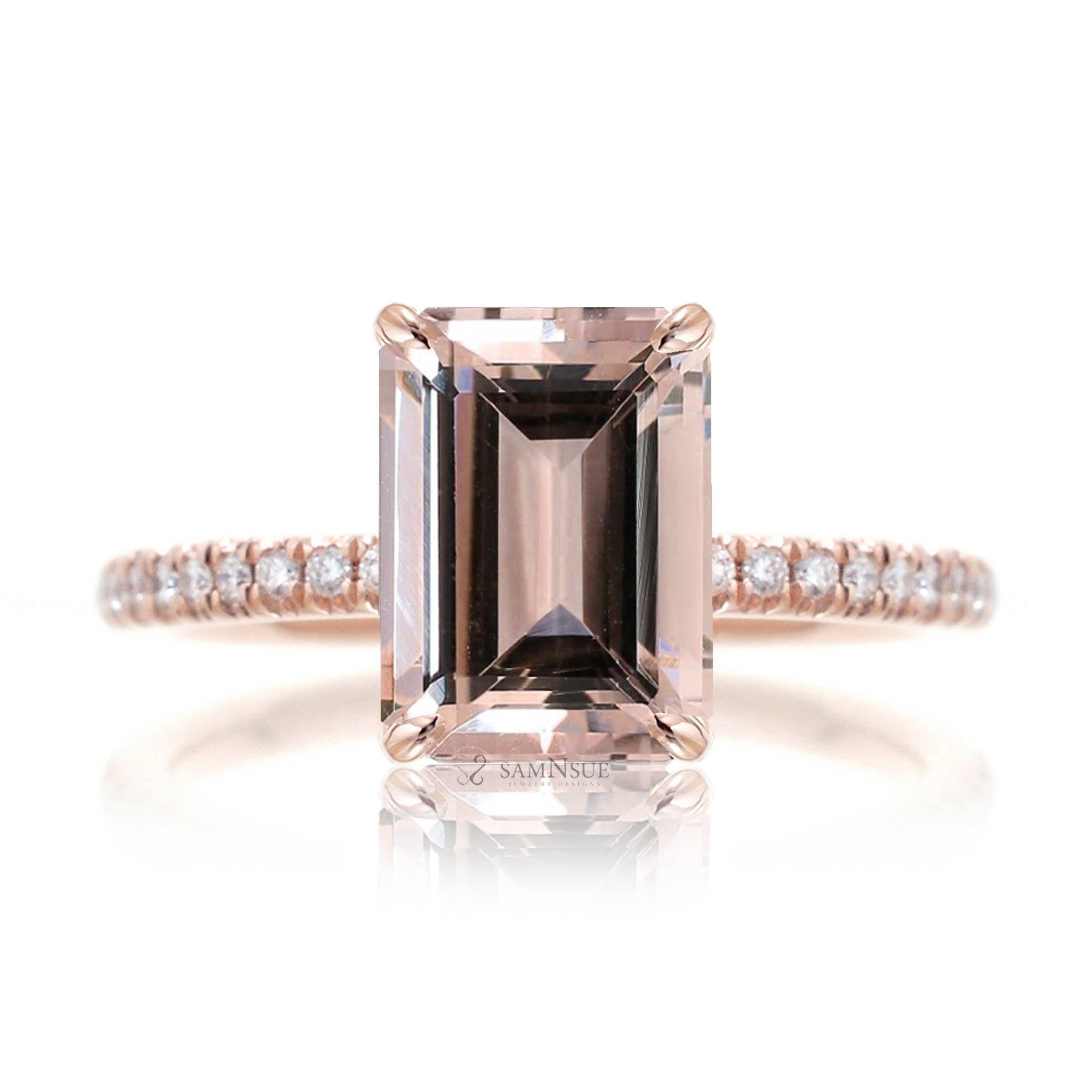 The Ava Emerald Cut Morganite Ring