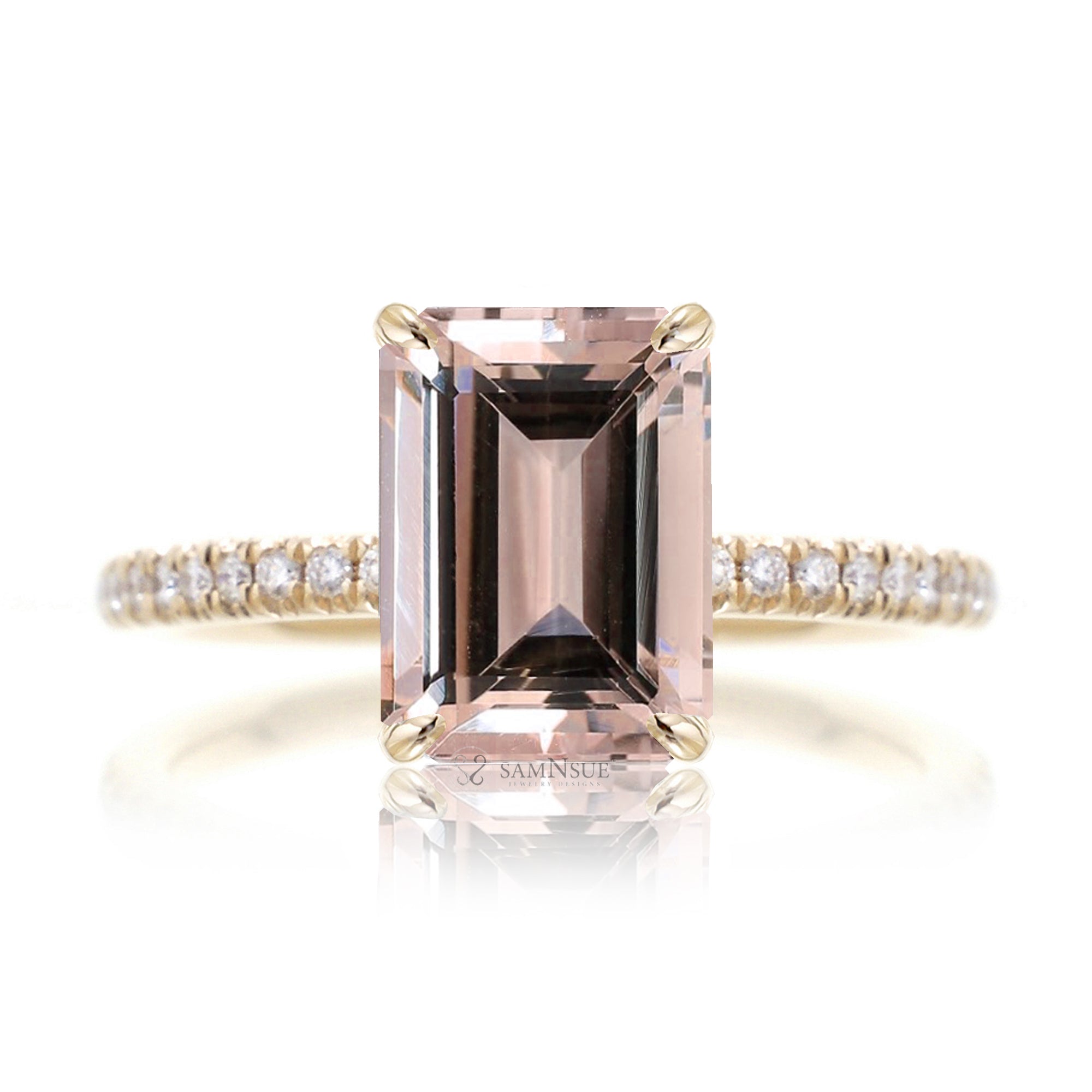 The Ava Emerald Cut Morganite Ring