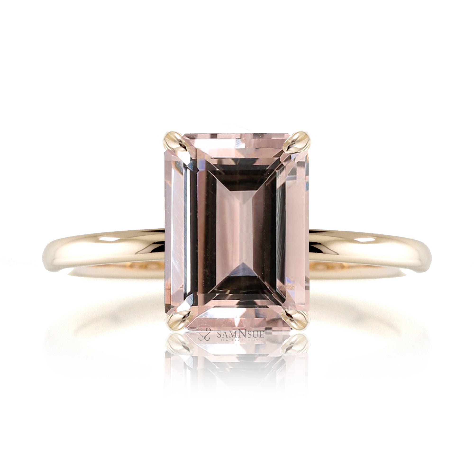 The Ava Emerald Cut Morganite Ring