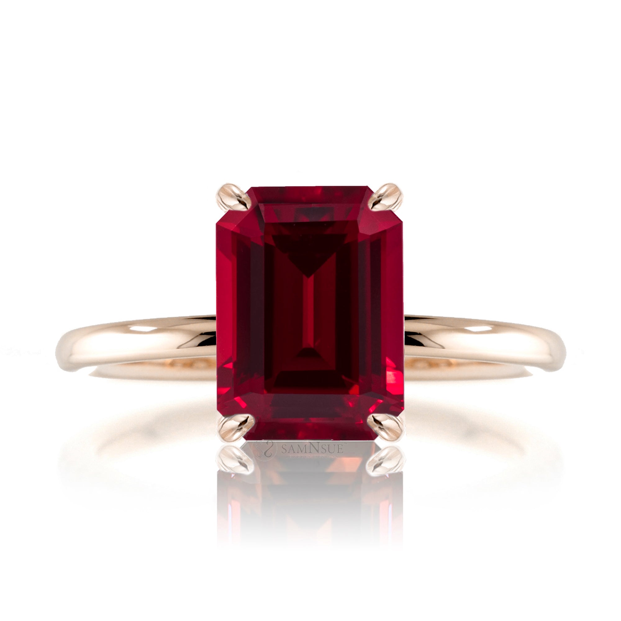 The Ava Emerald Cut Ruby Ring (Lab Grown)