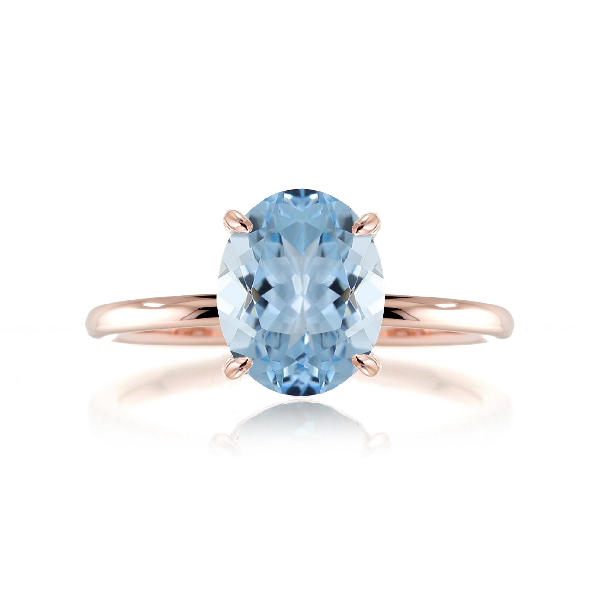 The Ava Round Cut Aquamarine Ring