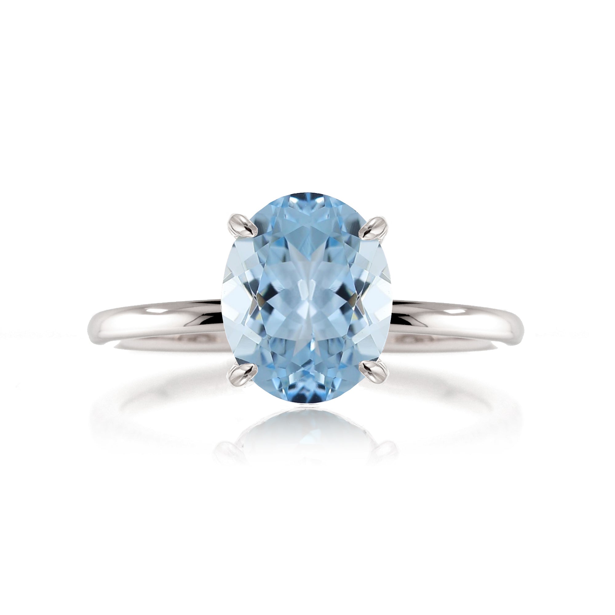 The Ava Round Cut Aquamarine Ring