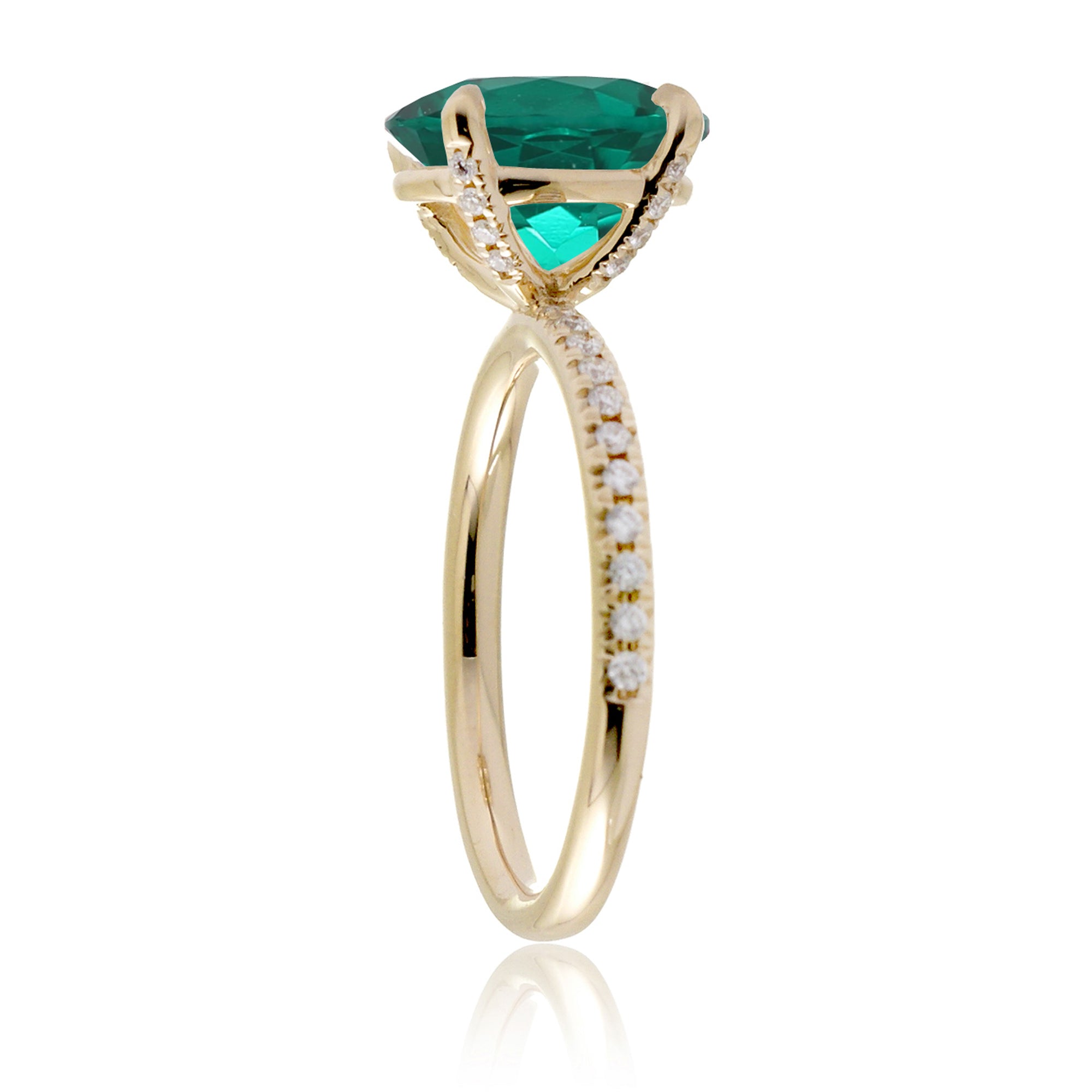The Ava Princess Cut Emerald Ring (Lab Grown)