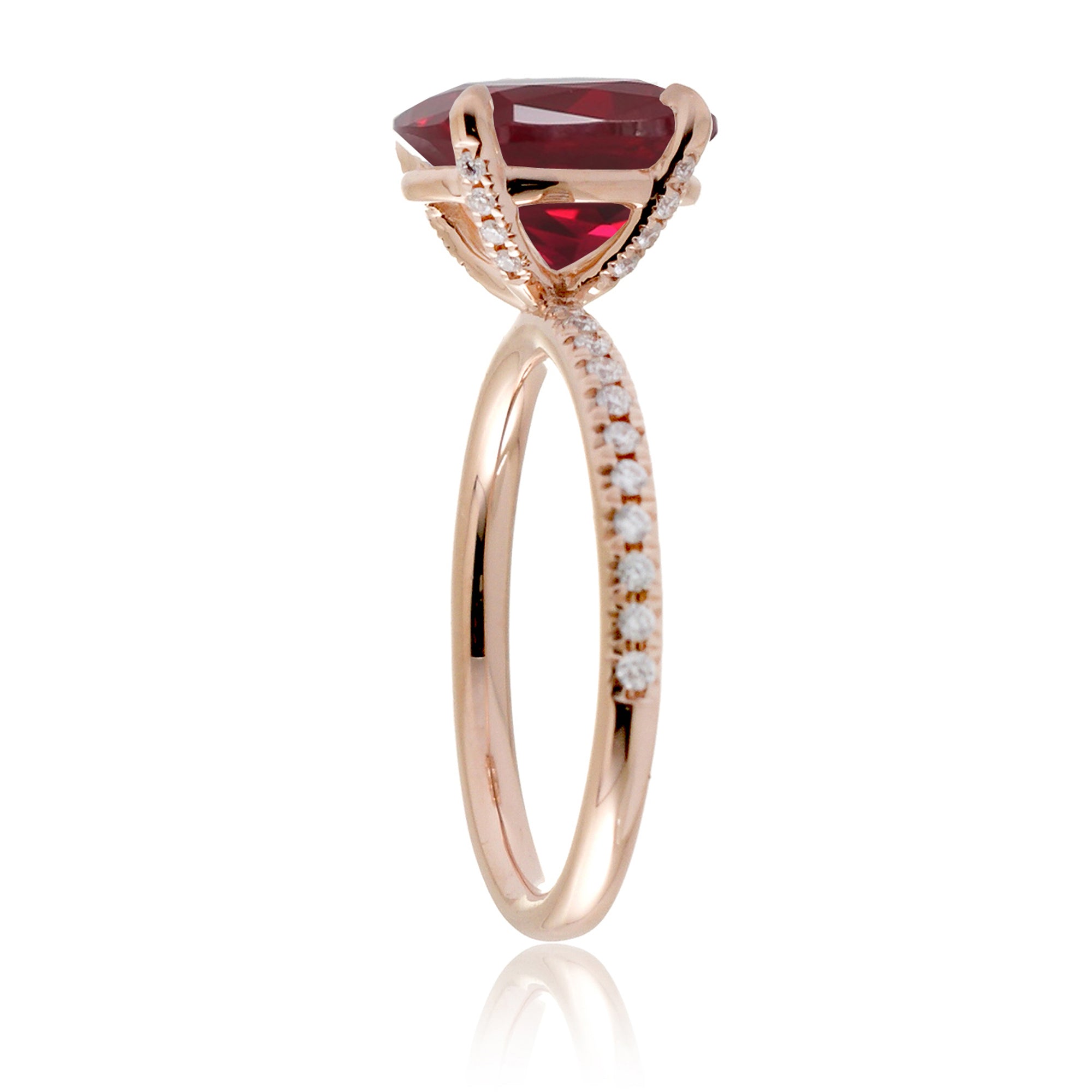 The Ava Princess Cut Ruby Ring (Lab Grown)