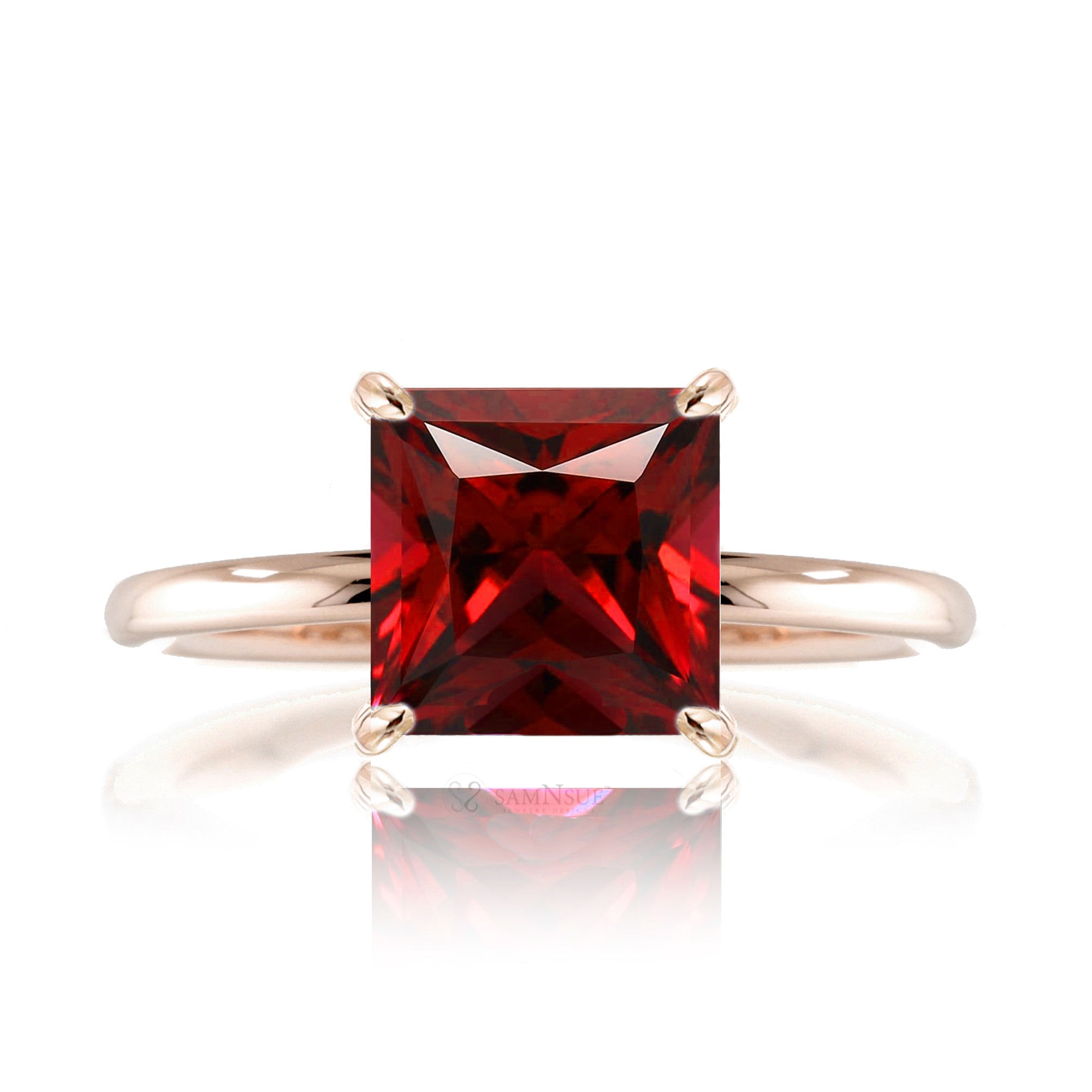 The Ava Princess Cut Ruby Ring (Lab Grown)