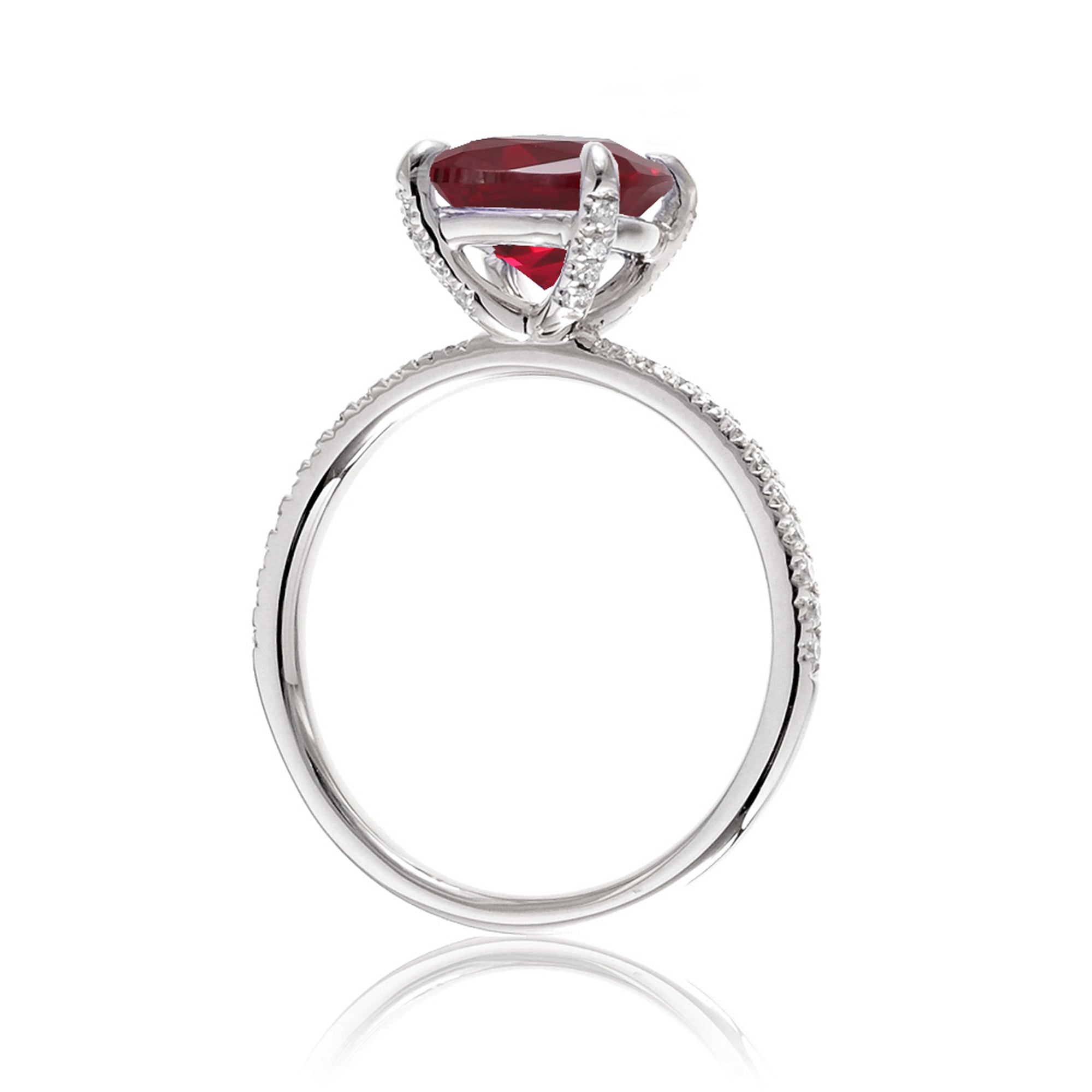 The Ava Princess Cut Ruby Ring (Lab Grown)