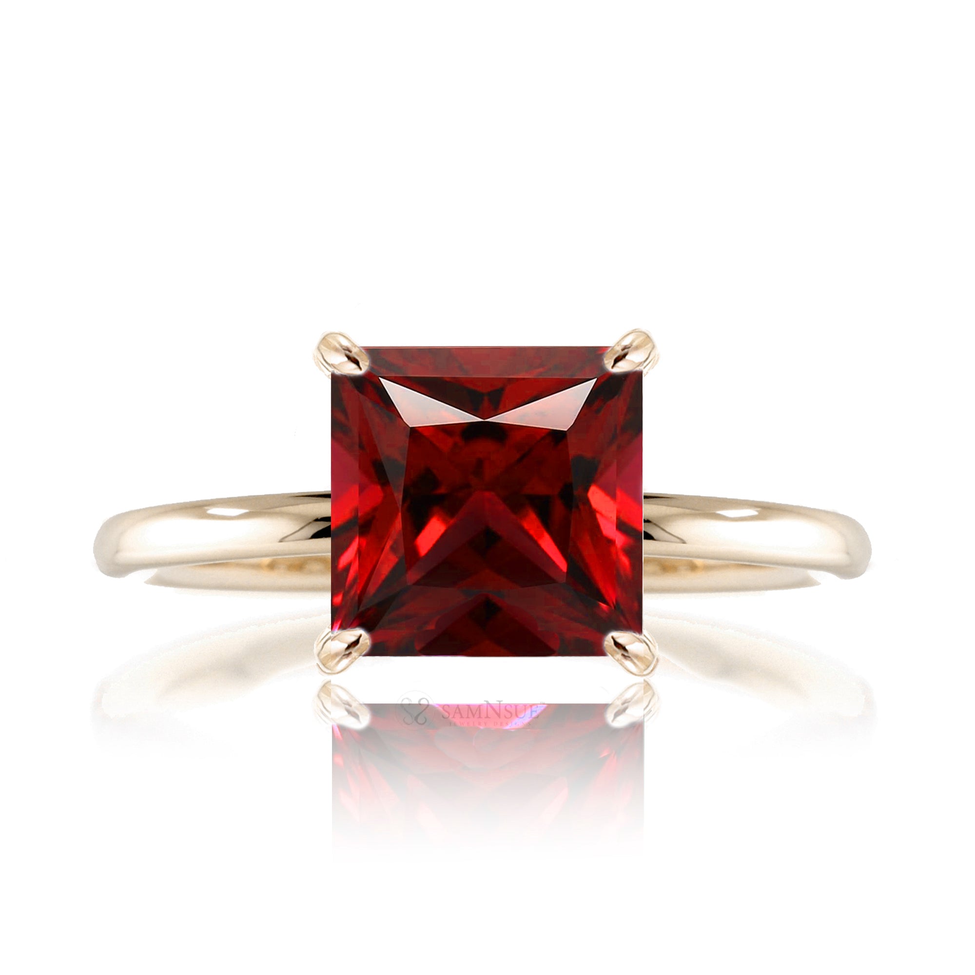 The Ava Princess Cut Ruby Ring (Lab Grown)