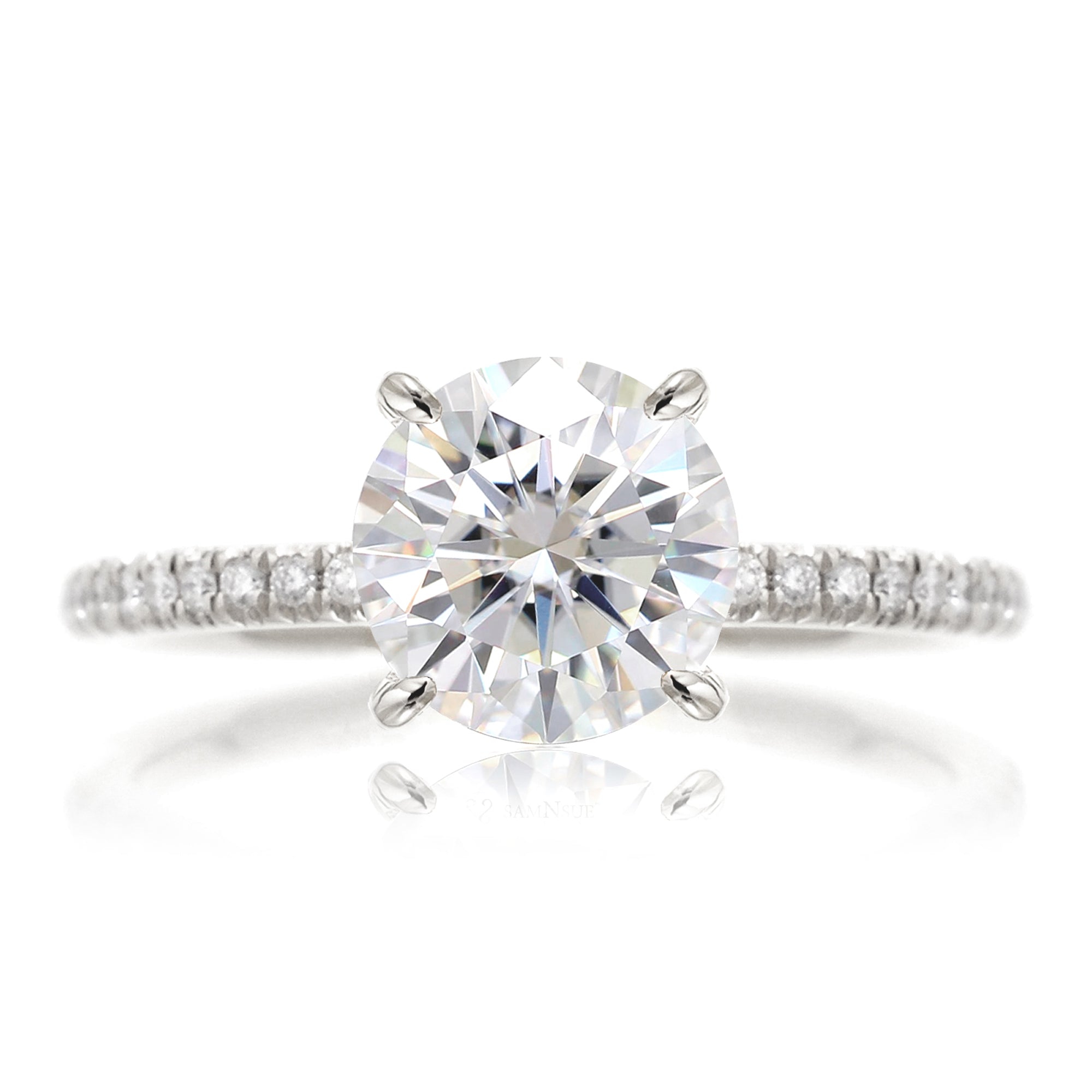 Round Lab-Grown Diamond Engagement Ring With Dainty Diamond Band