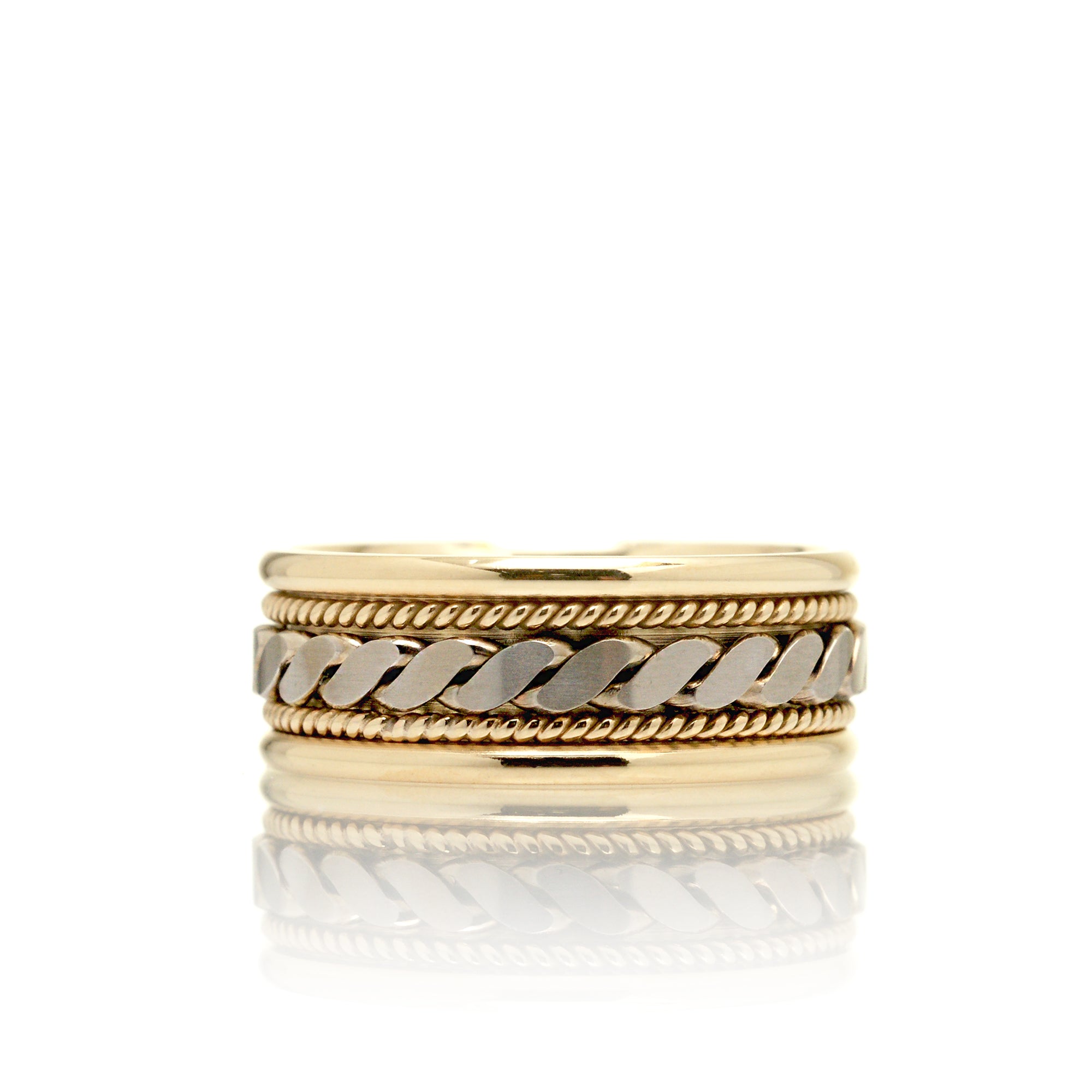 Double Braided Two Tone Flat Wedding Band