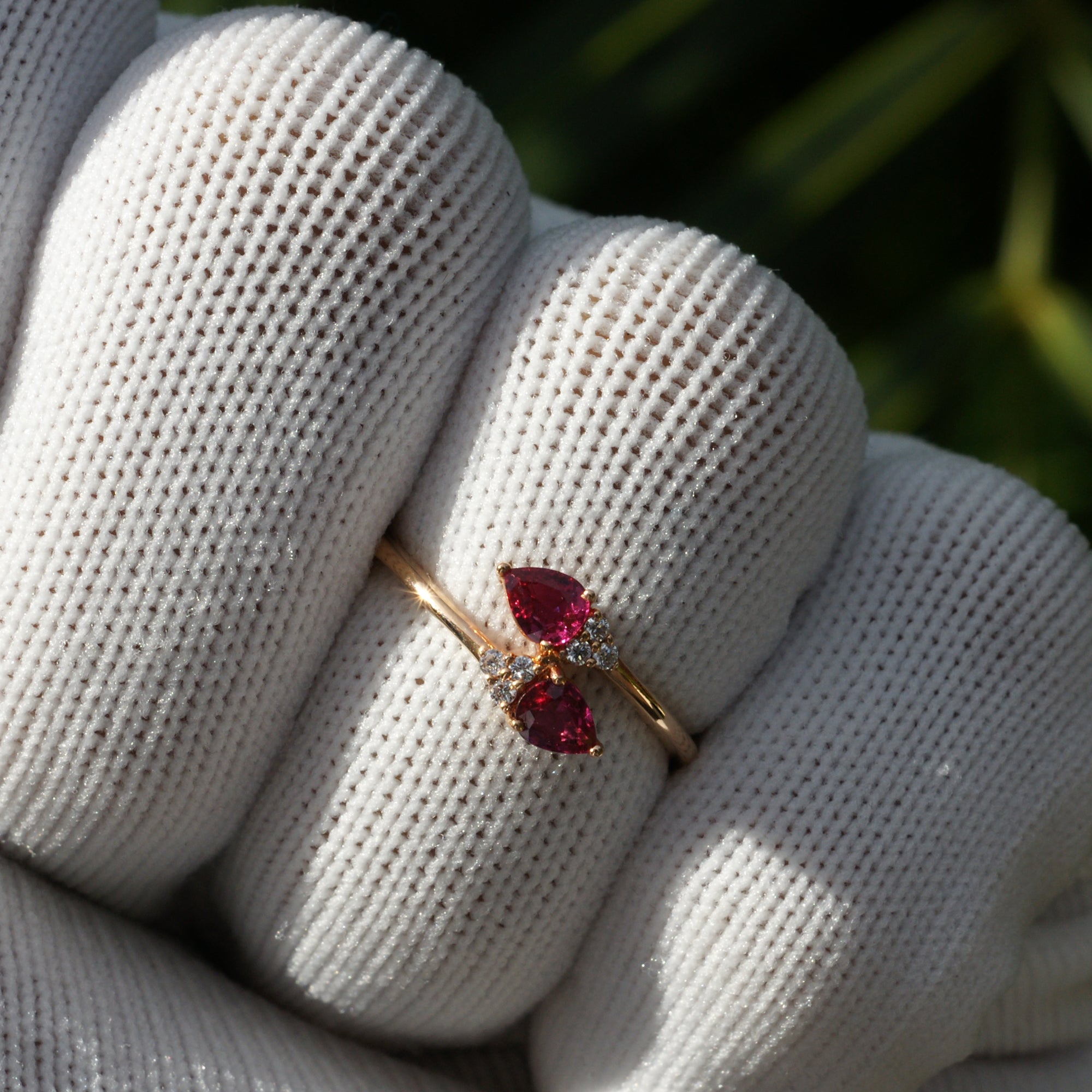 The Bypass Pear Ruby & Diamond Ring