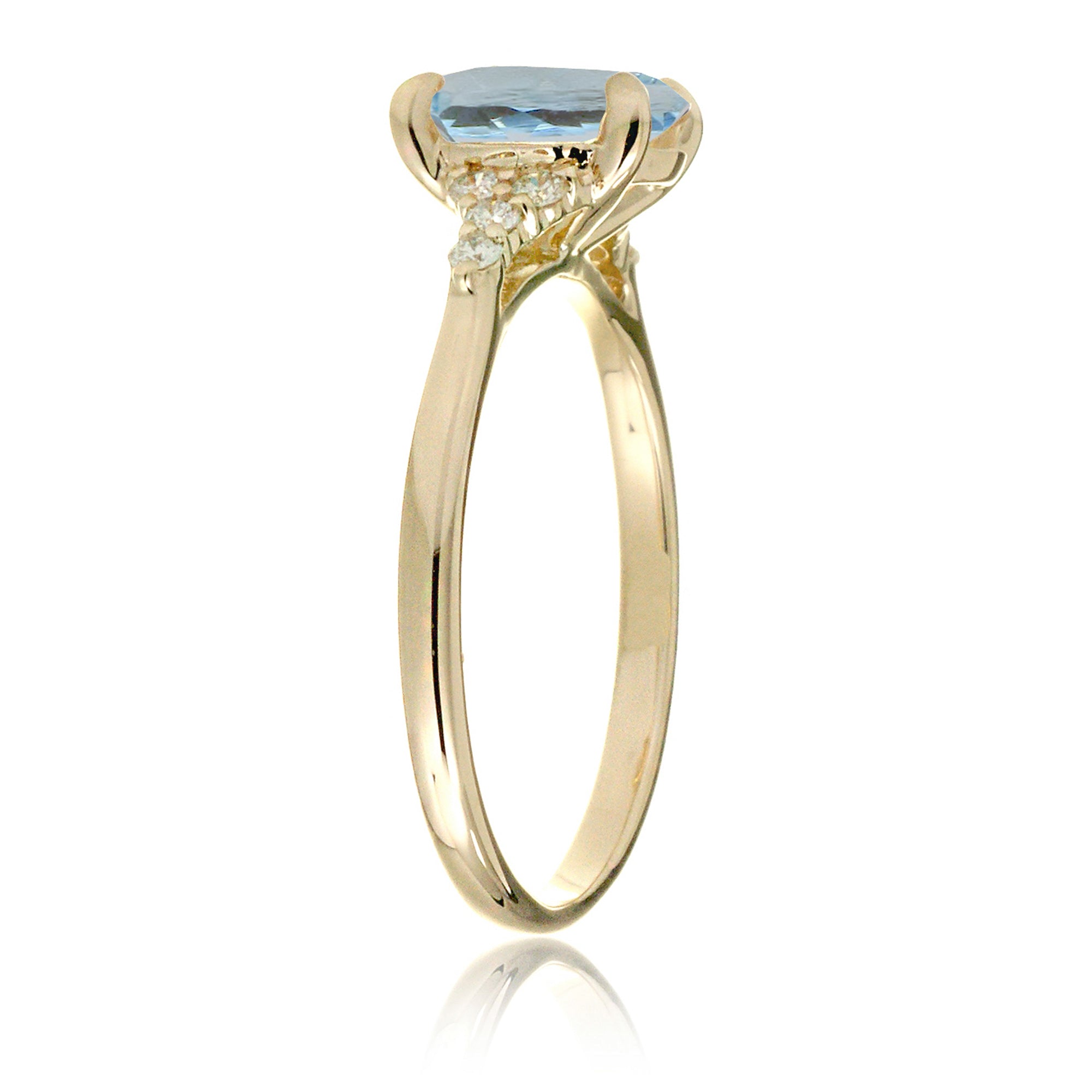 Oval aquamarine ring in yellow gold with side diamonds all natural - the Chloe ring