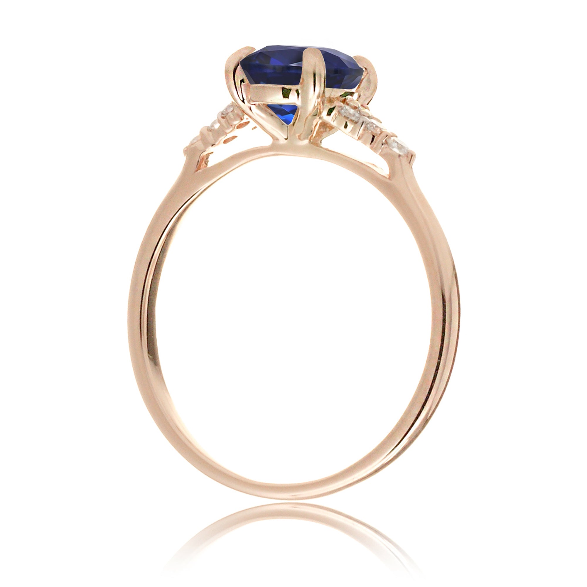Oval blue sapphire ring in rose gold with side diamonds all natural - the Chloe ring