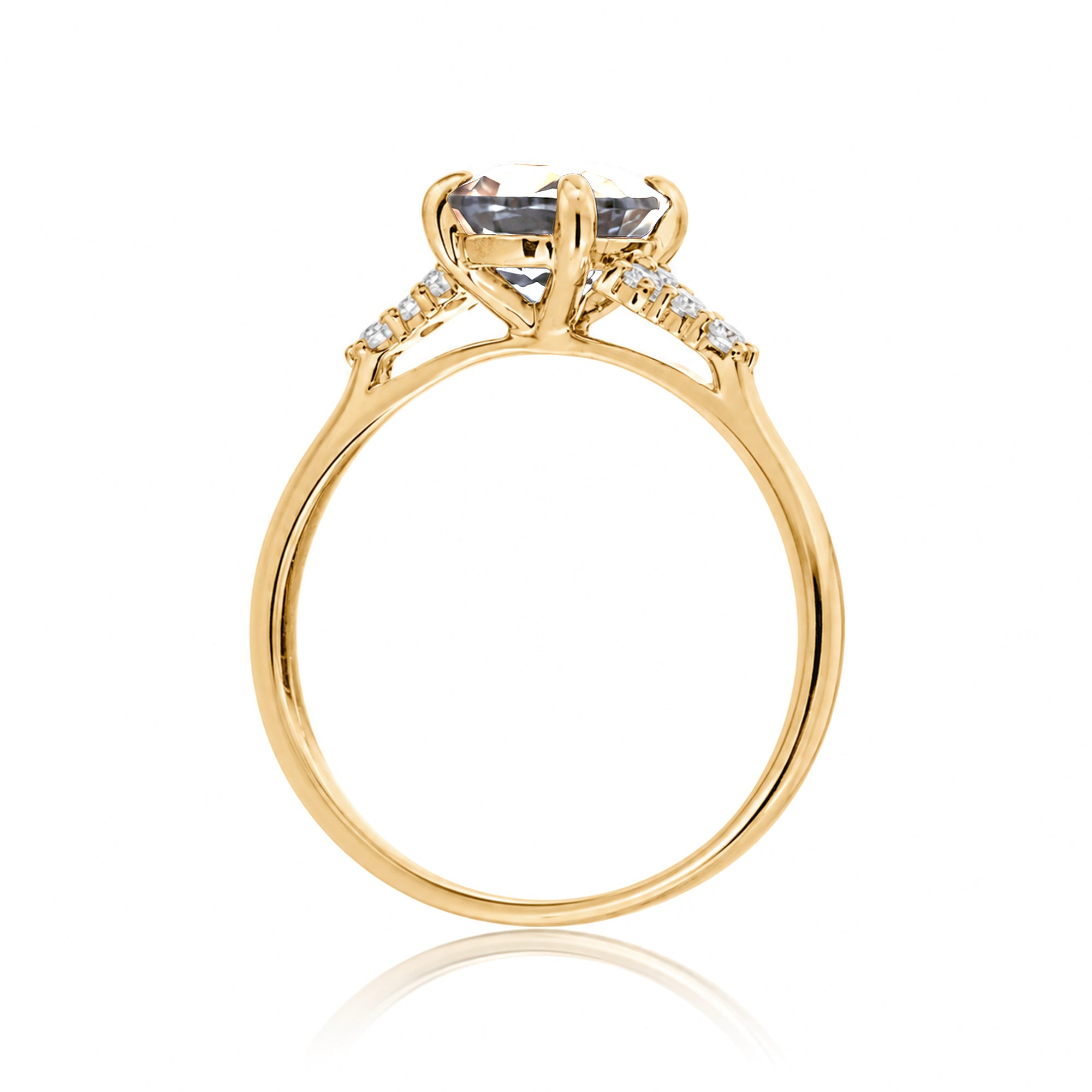 Oval morganite ring in yellow gold with side diamonds all natural - the Chloe ring