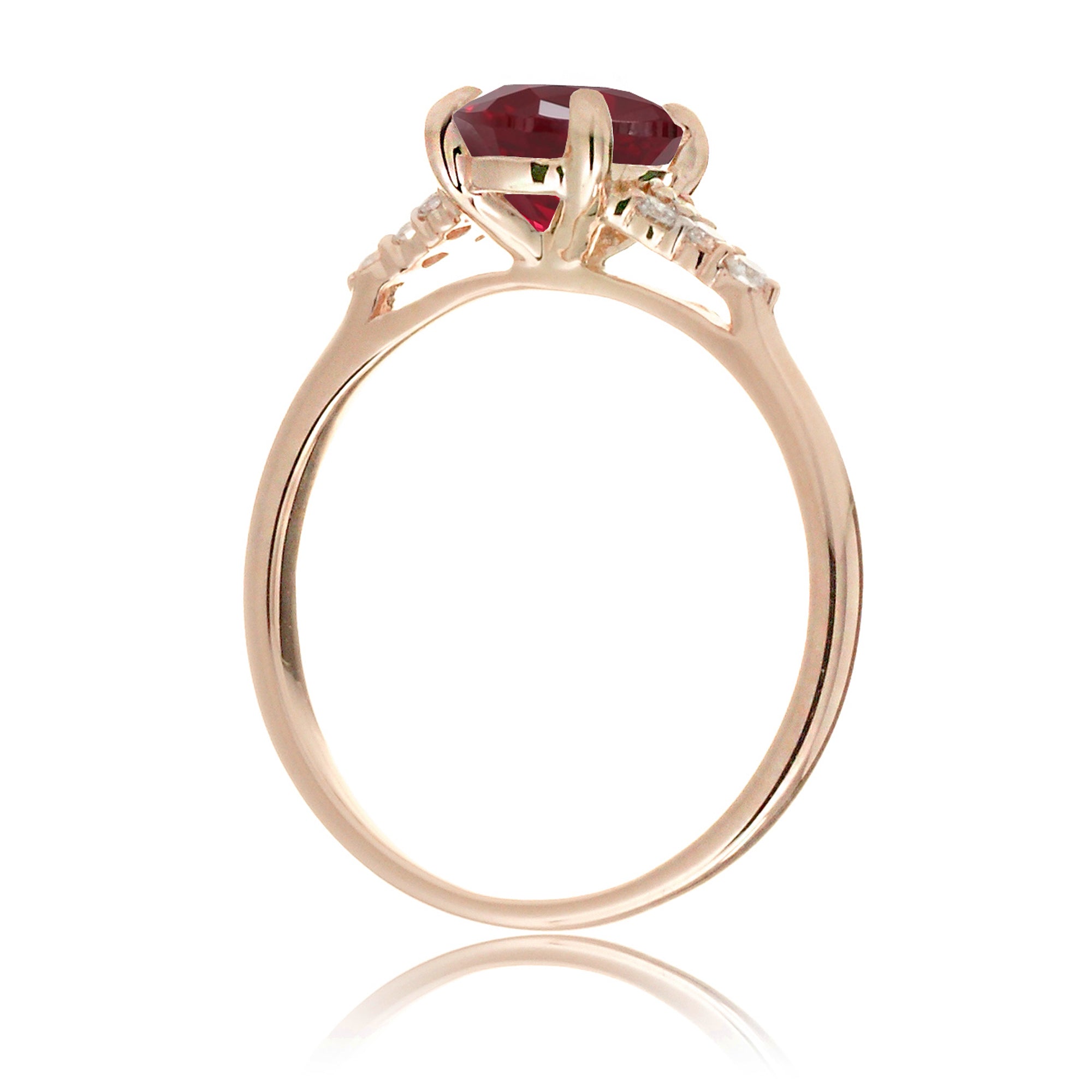 Oval ruby ring in rose gold with side diamonds all natural - the Chloe ring