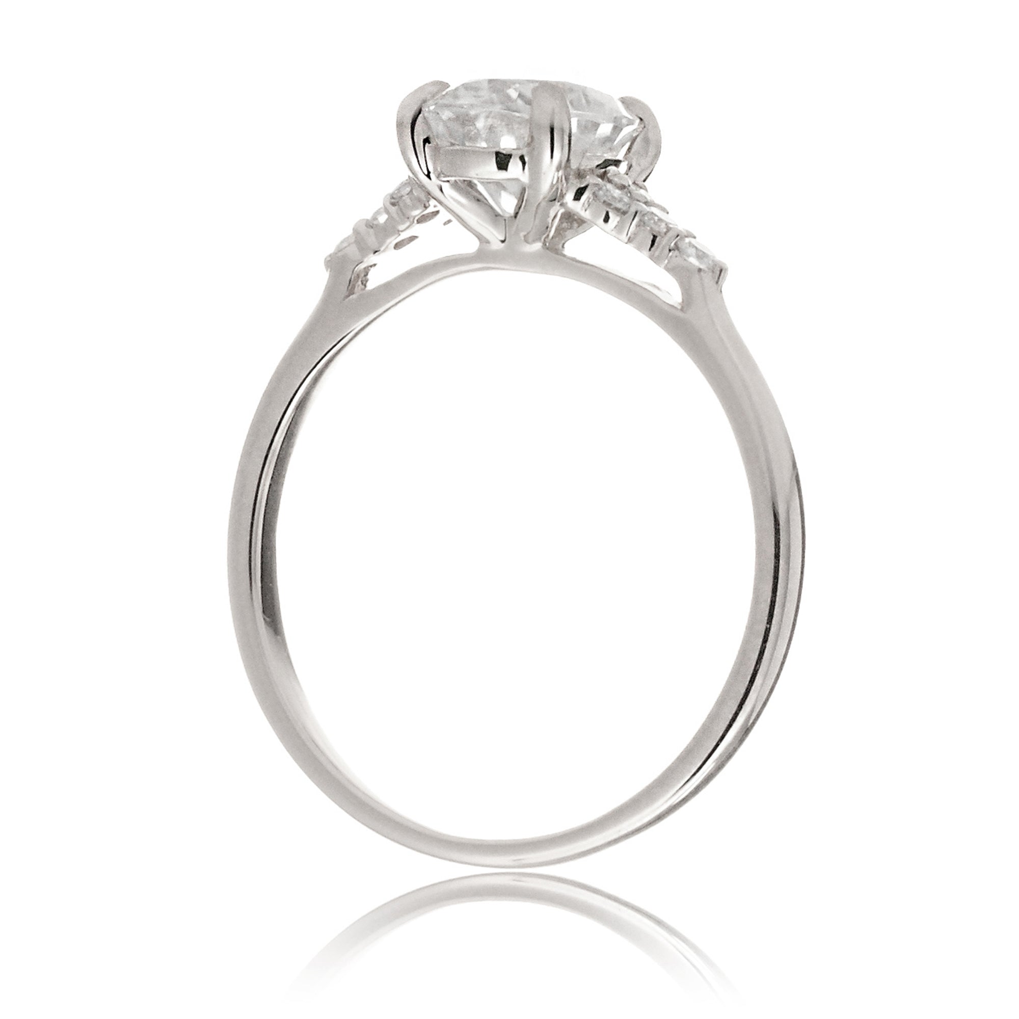 Oval moissanite ring in white gold with side diamonds lab-grown - the Chloe ring