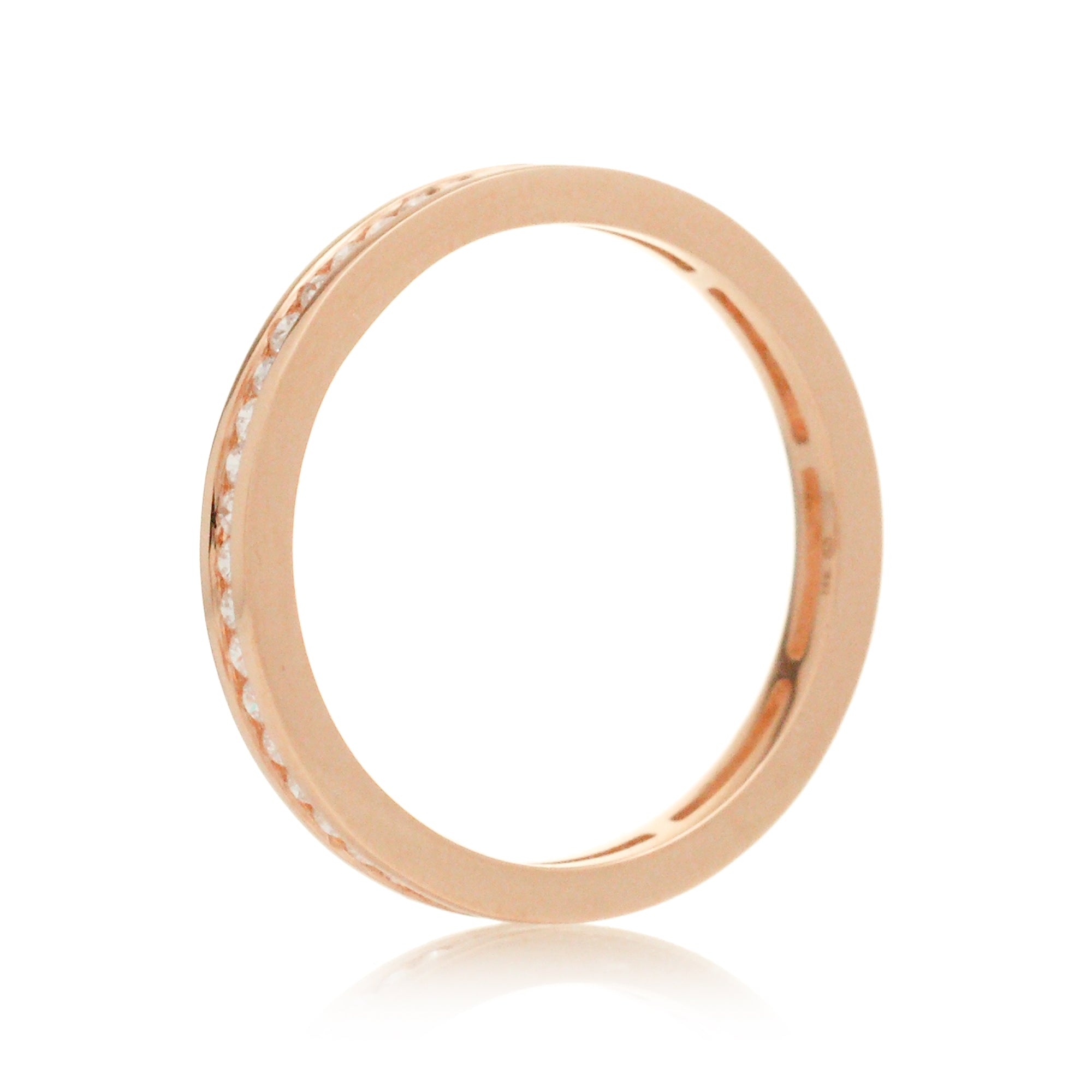Diamond wedding band channel set 2mm anniversary eternity ring rose gold