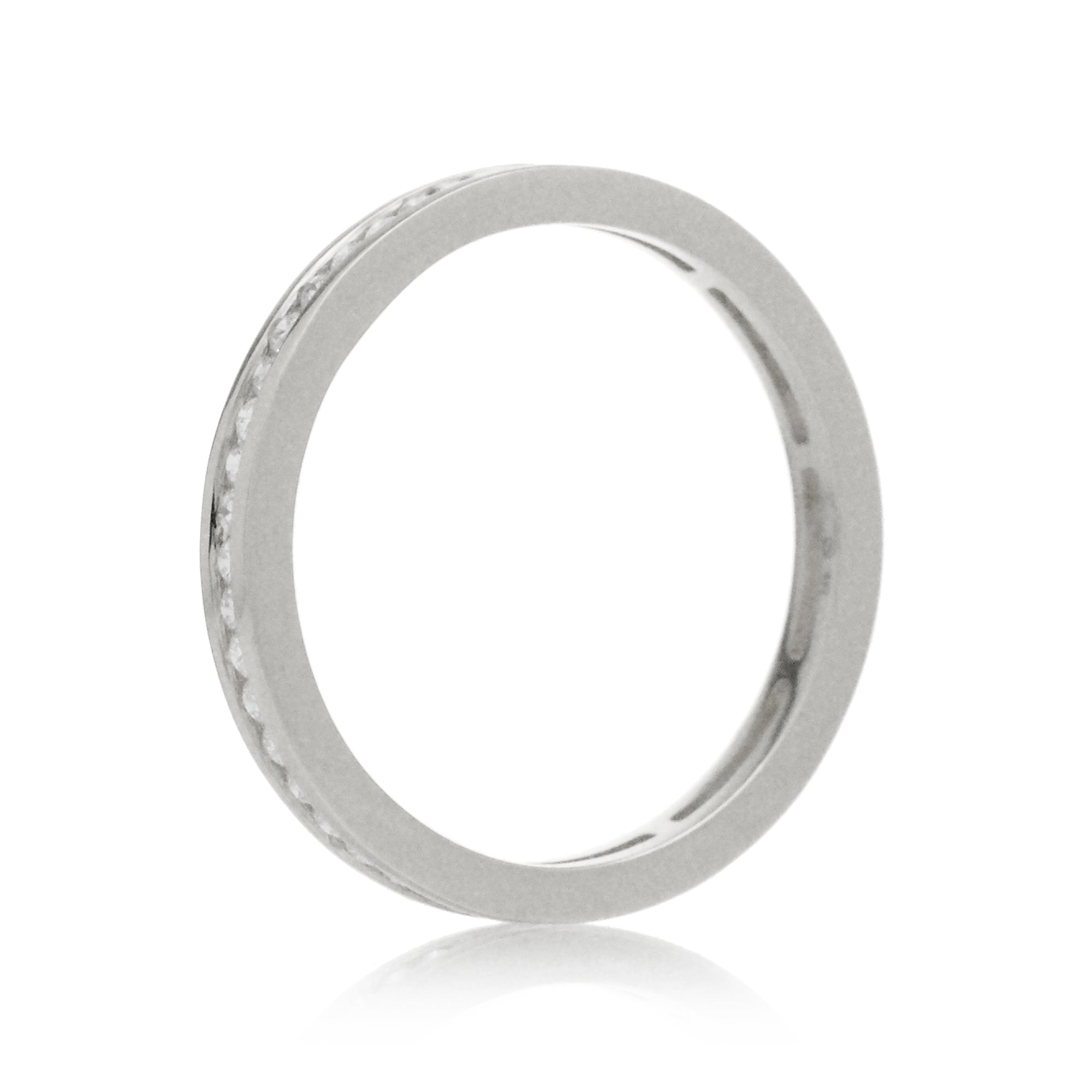 Diamond wedding band channel set 2mm anniversary eternity ring white gold