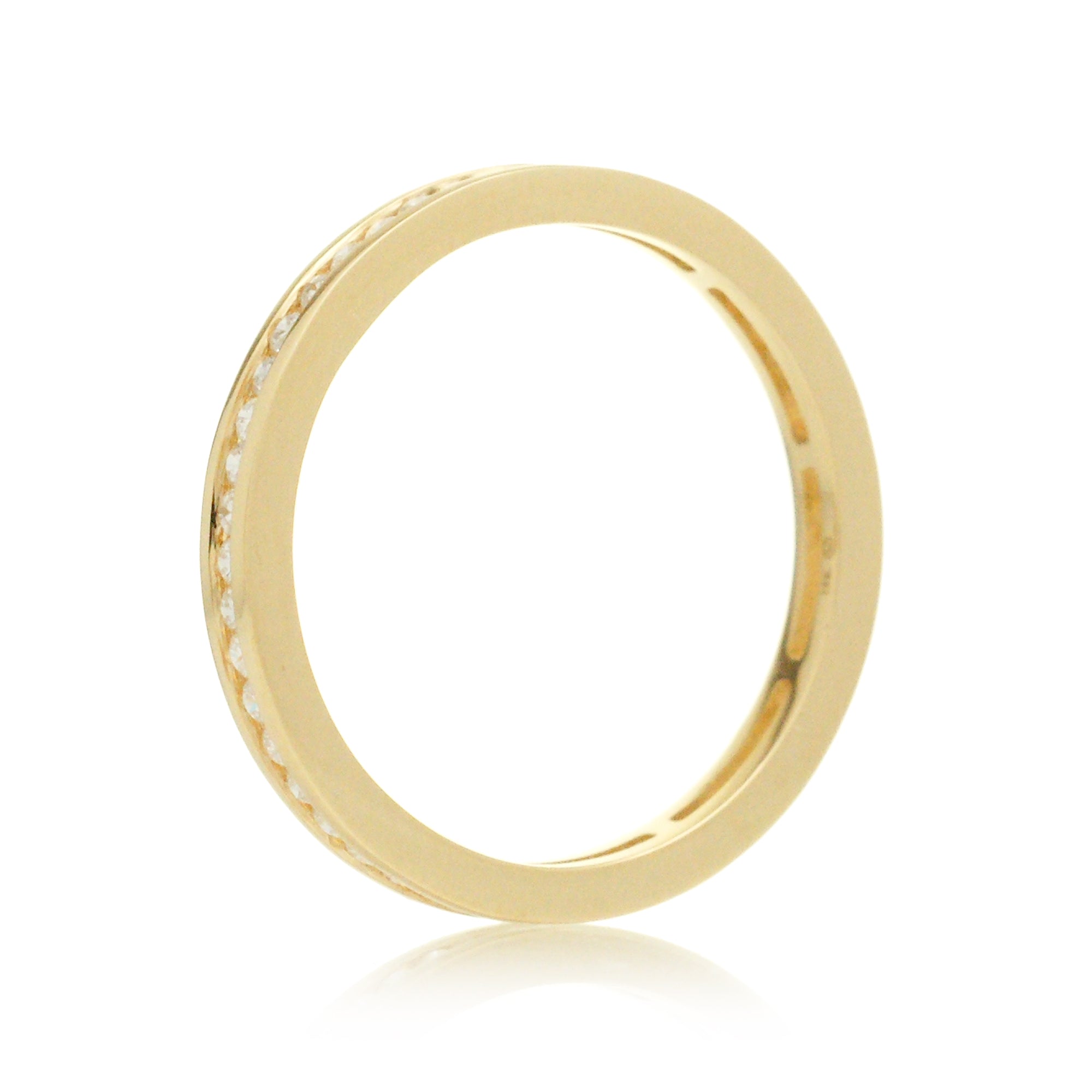 Diamond wedding band channel set 2mm anniversary eternity ring yellow gold