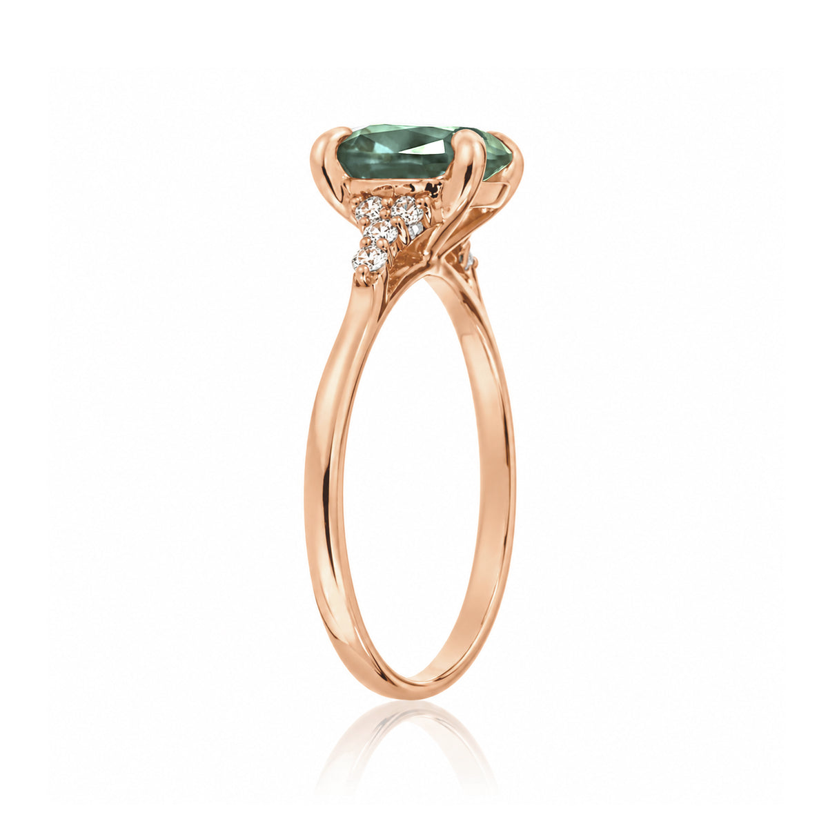 The Chloe Round Cut Green Sapphire Ring