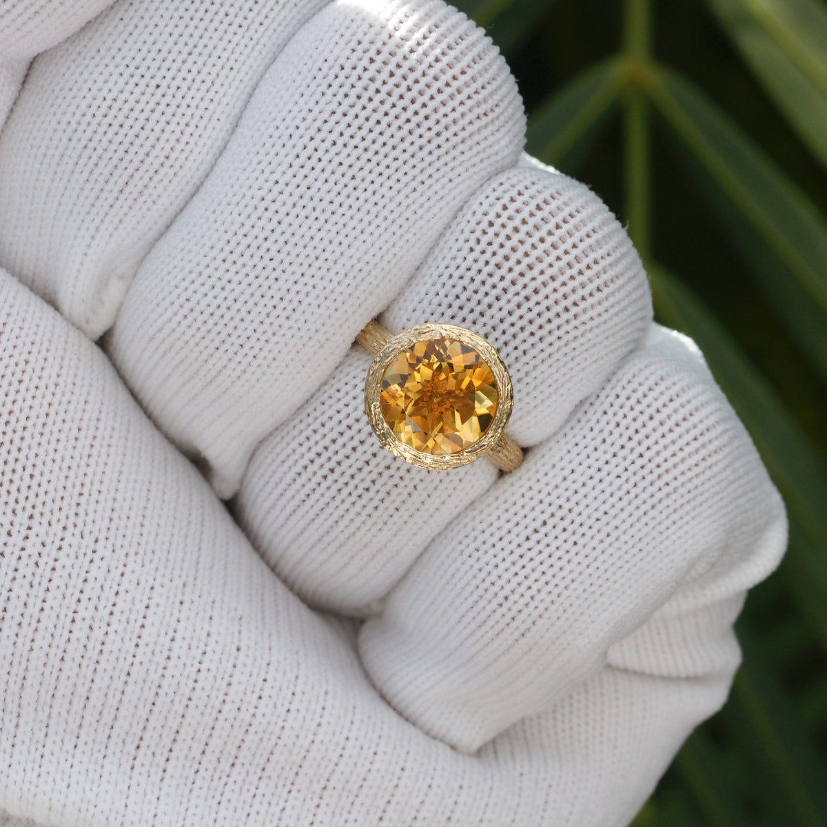 The Twig Round Citrine Ring (10mm)