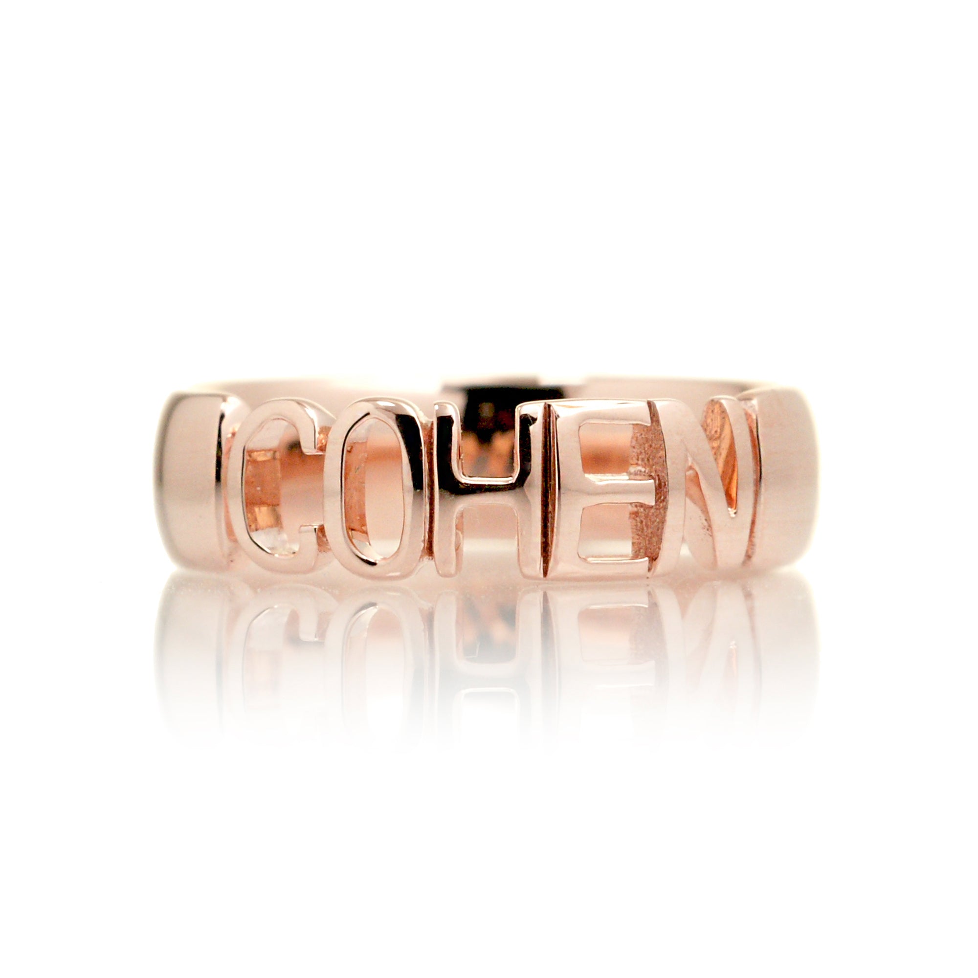 Namesake ring customize name on a band Cohen rose gold