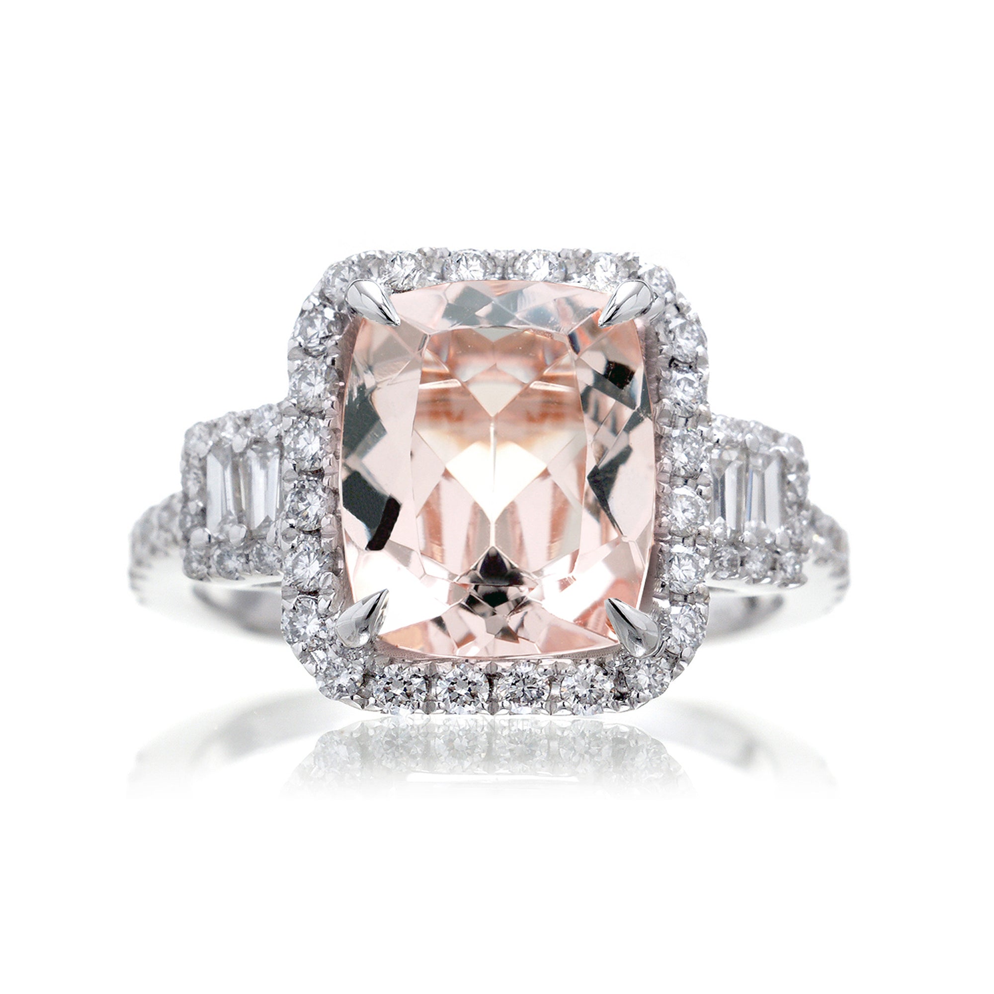 The Cali Cushion Cut Morganite Ring