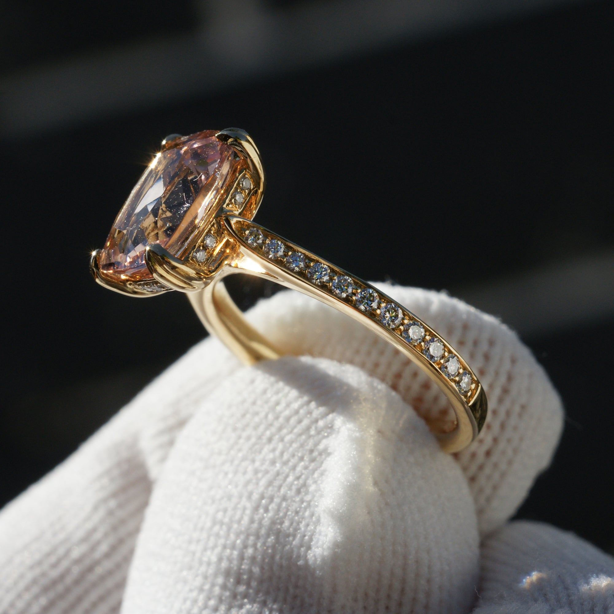 The Emily Cushion Morganite Ring 10x8mm Platinum