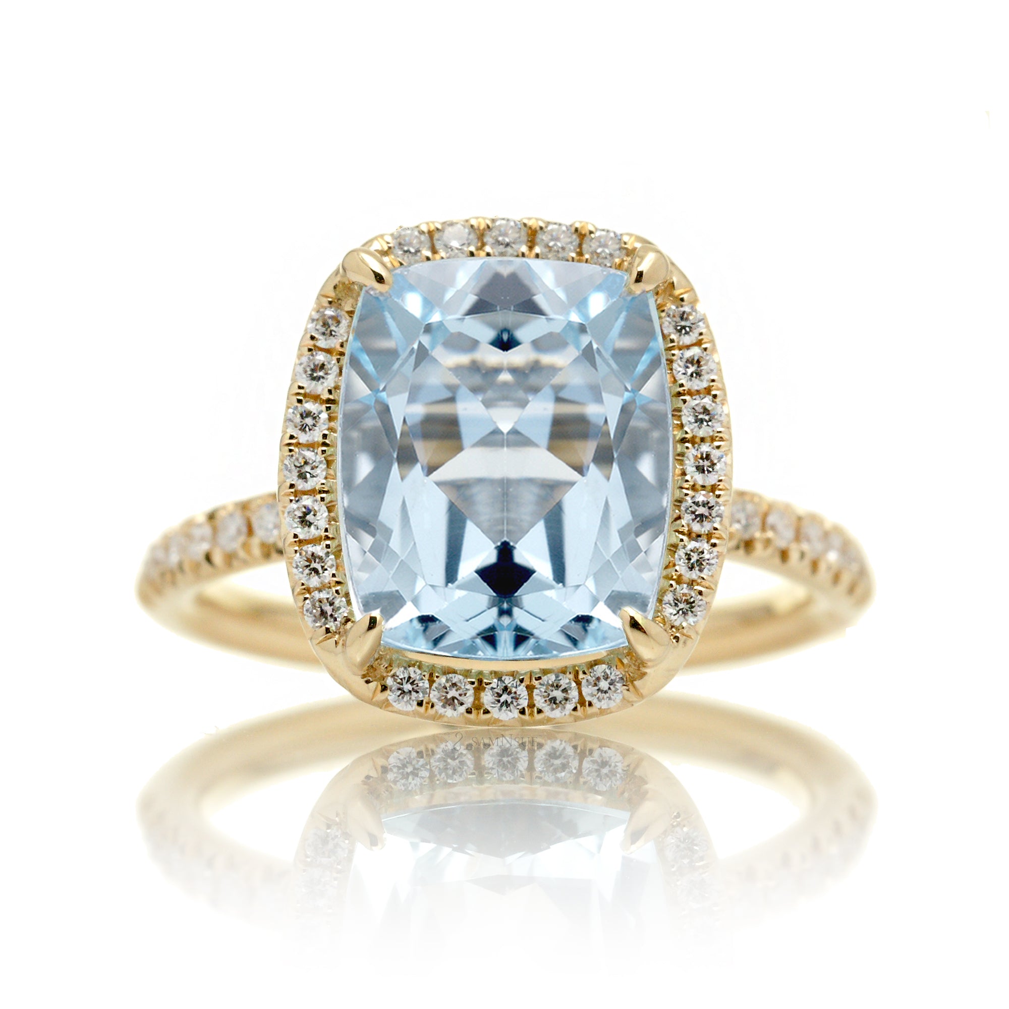 The Drenched Cushion Aquamarine Ring