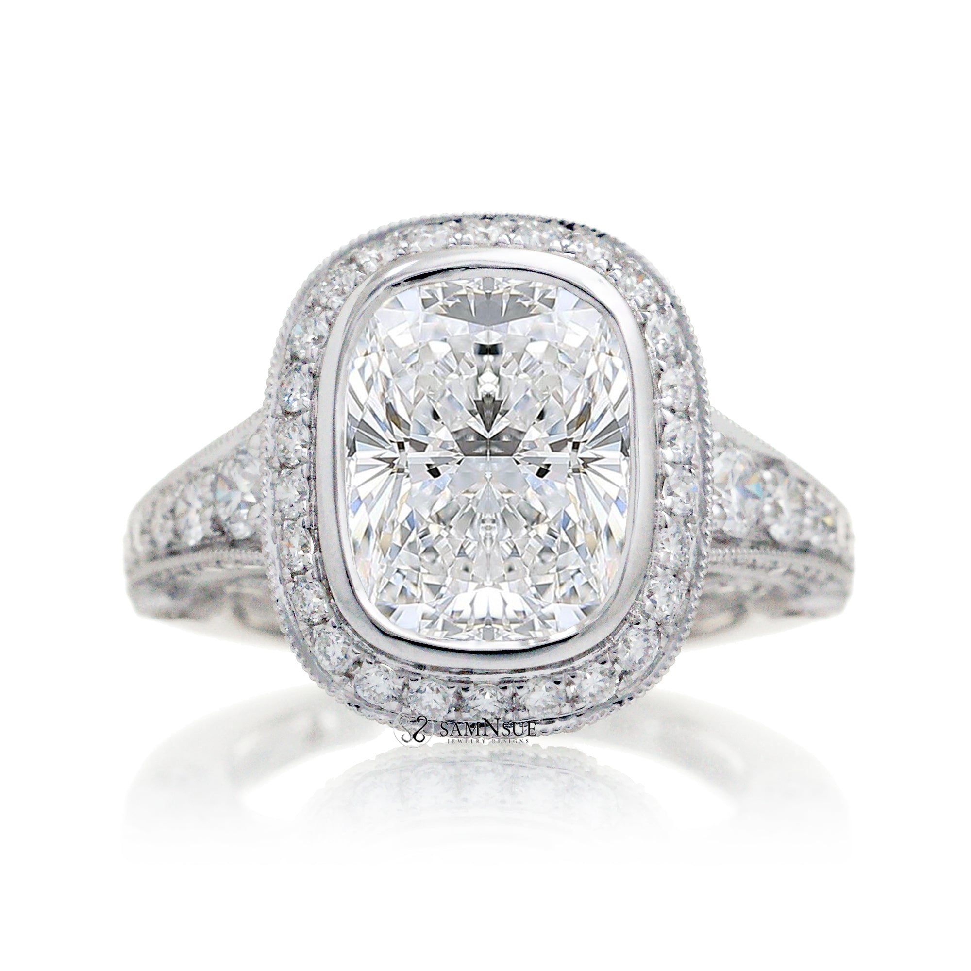 The Gwendoline Cushion Old Mine/ Brilliant Cut Diamond Ring