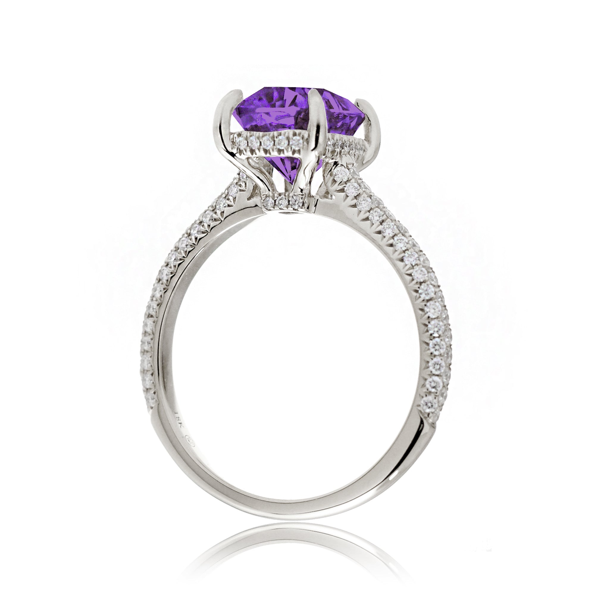 Purple Sapphire or Amethyst Ring with Cushion Cut and Diamond Accents
