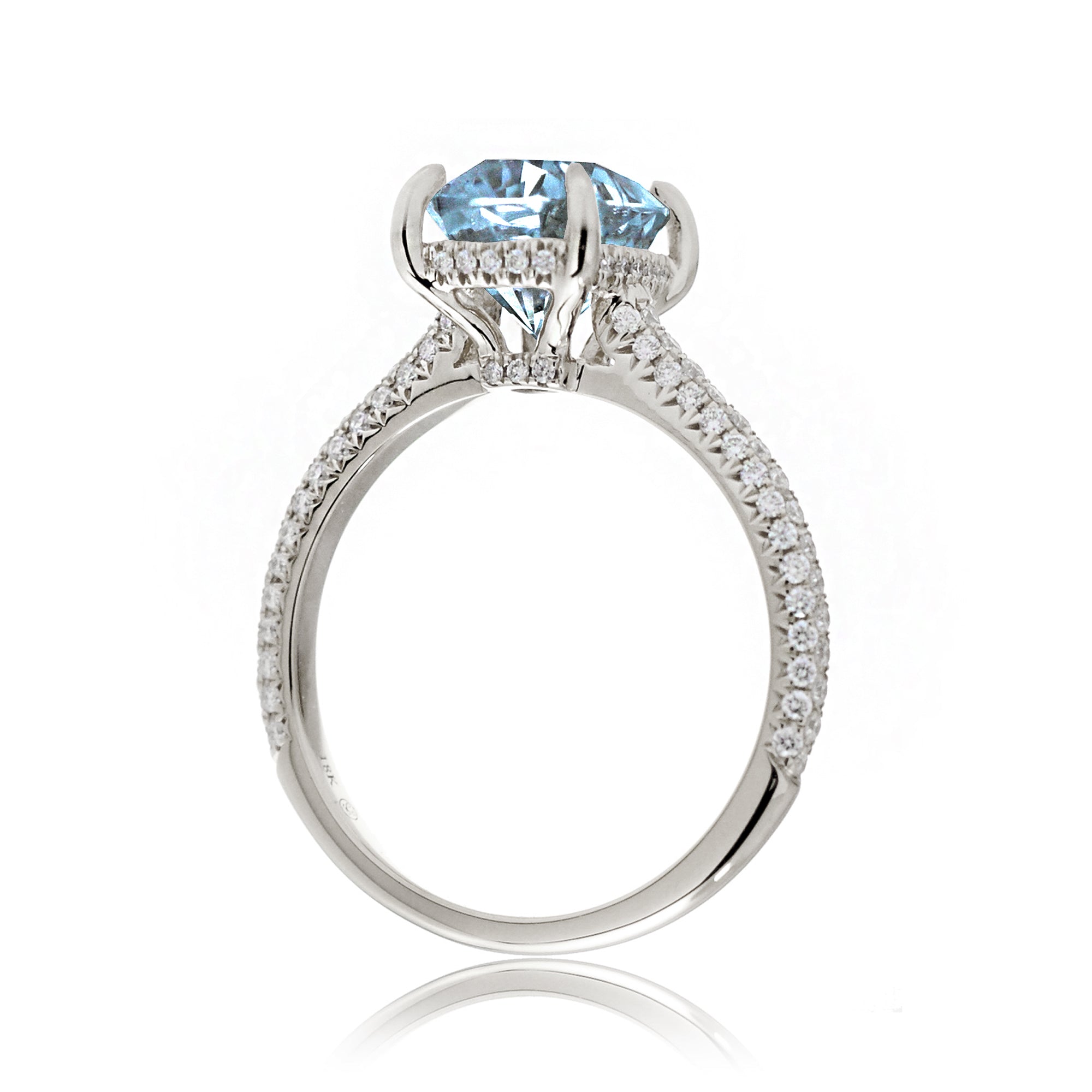 Cushion Aquamarine Diamond Accent Ring – Classic & Elegant Design