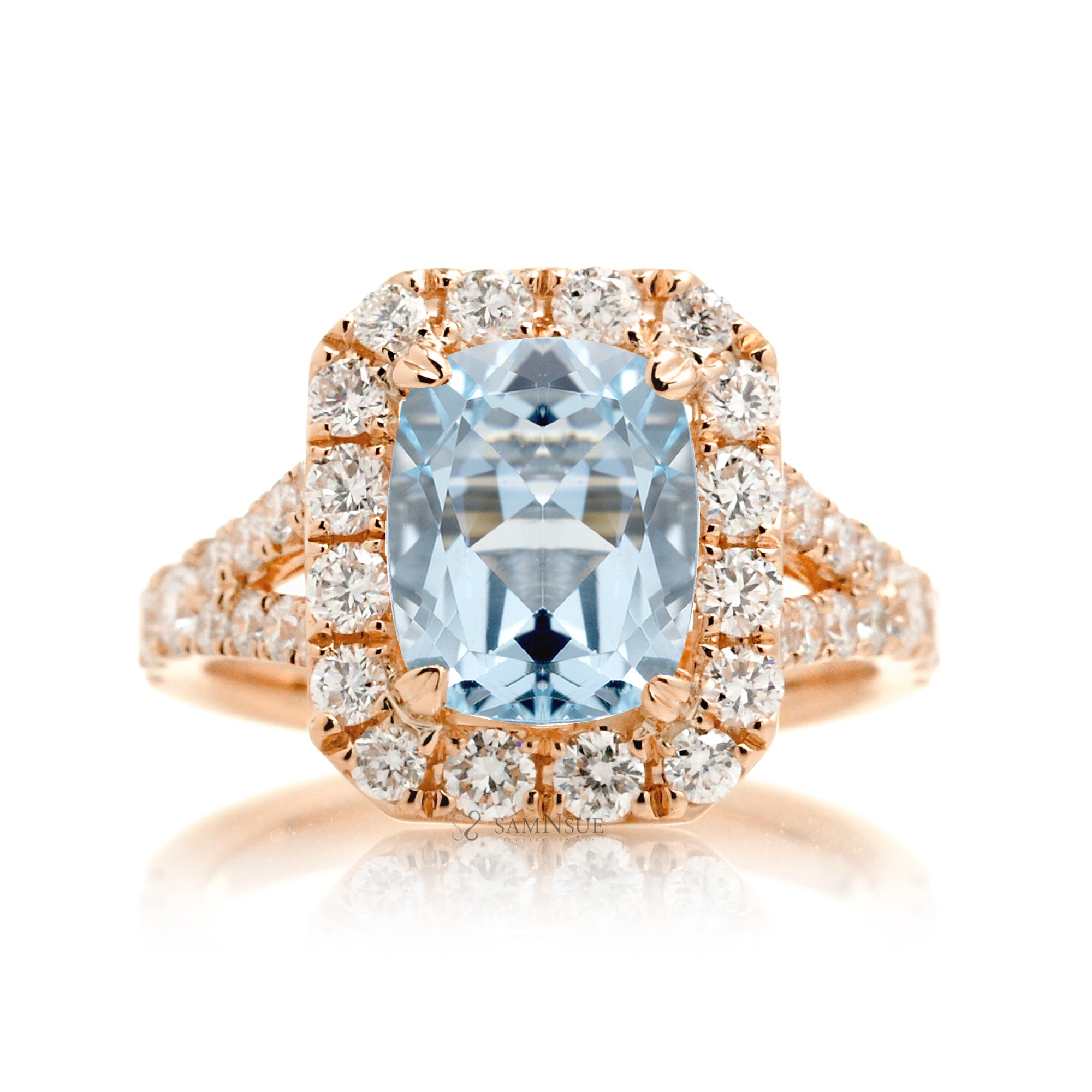 The Meghan Cushion Cut Aquamarine Ring