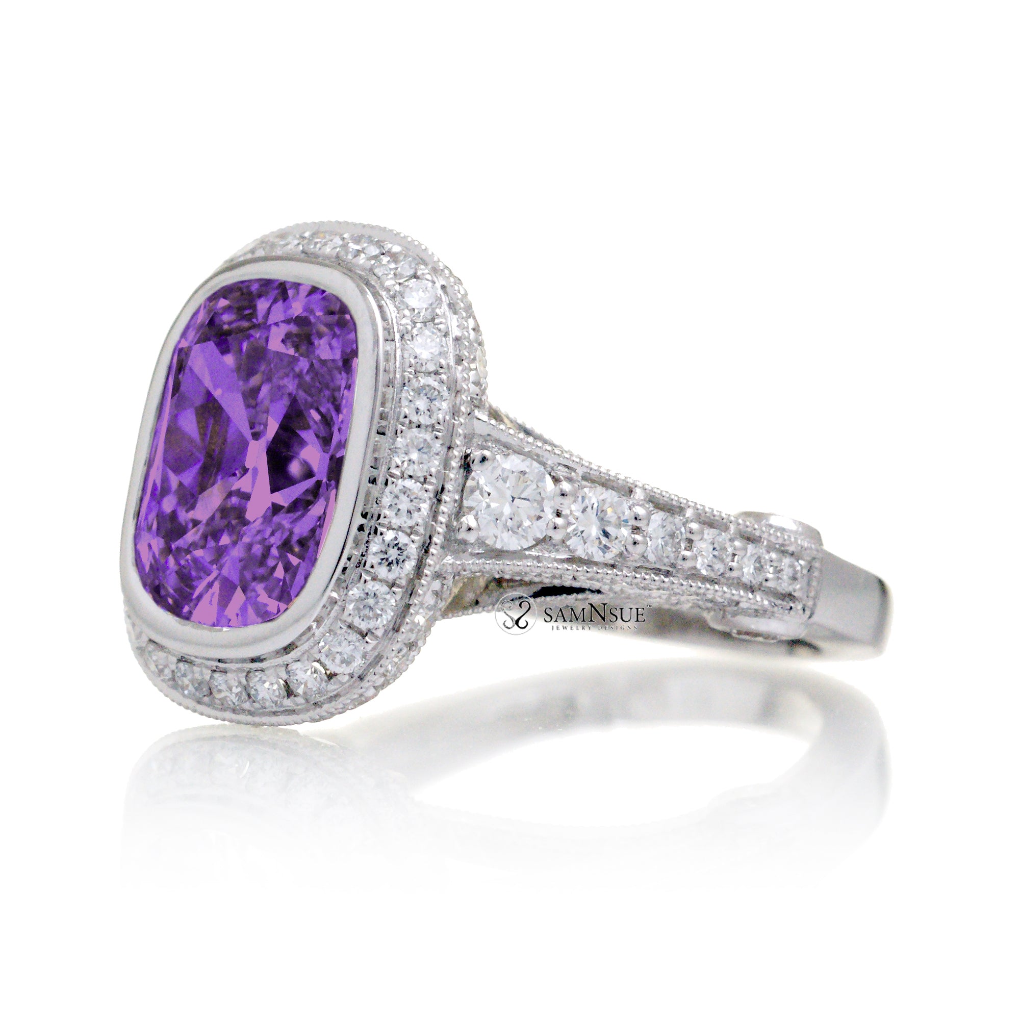 The Gwendoline Cushion Cut Amethyst Ring