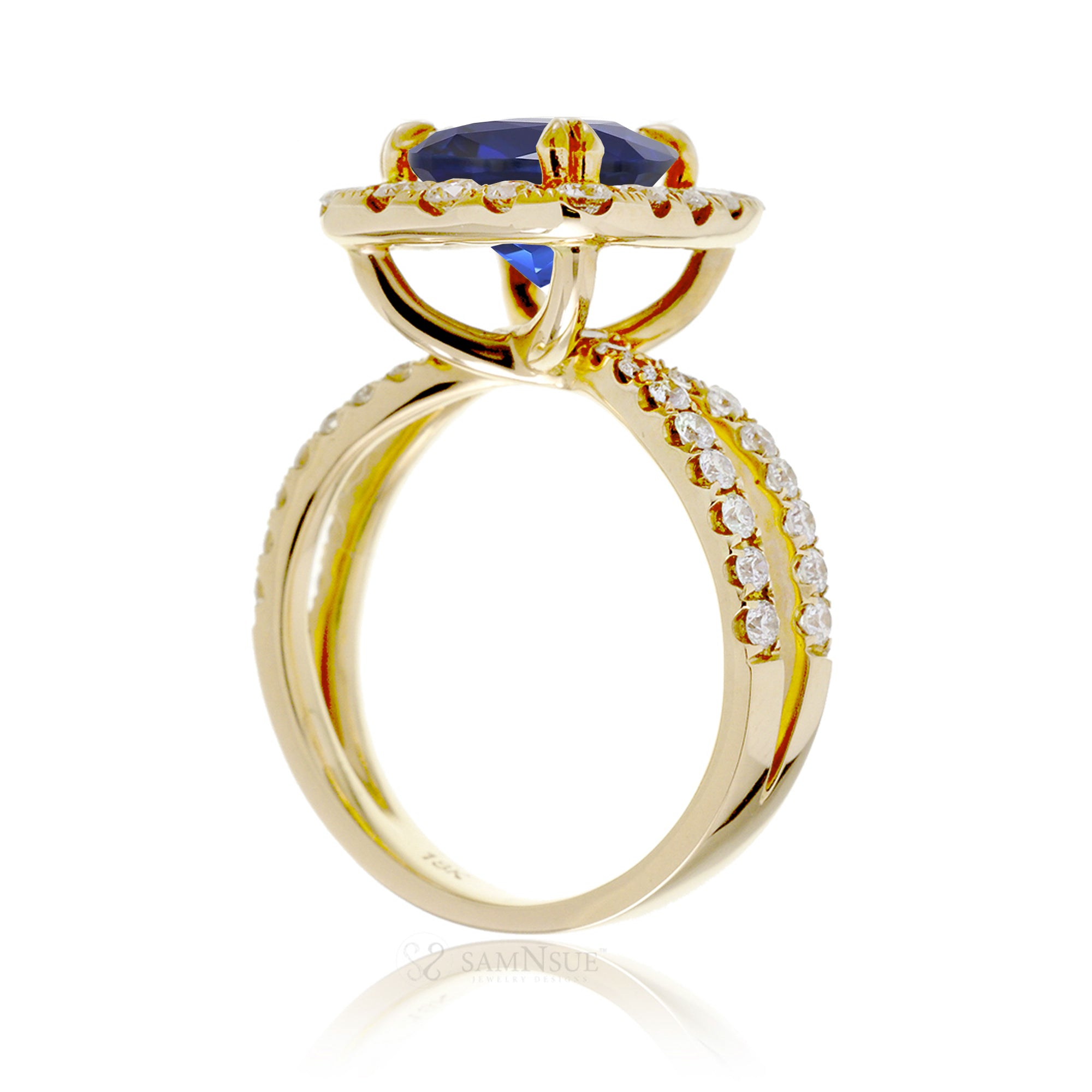 The Bonnie Cushion Cut Blue Sapphire Ring