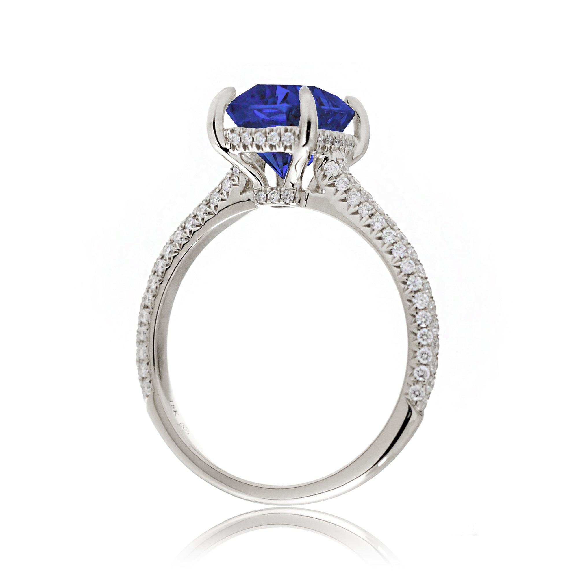 Blue Sapphire Engagement Ring with Cushion Cut and Diamond Accents
